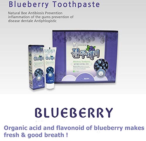 Two tubes of Hanil Blueberry Premium Toothpaste in 6.3oz (180g) packaging, made in Korea