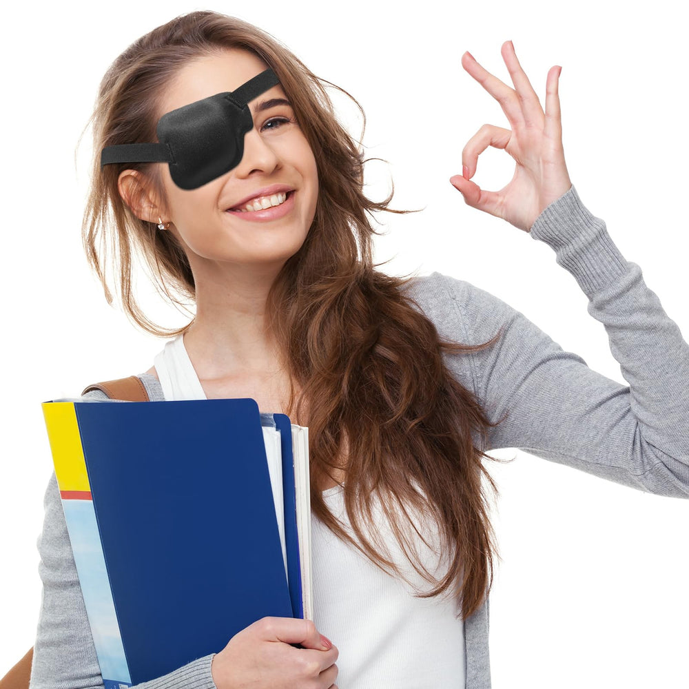 Close-up of soft fabric and stitching on eye patch