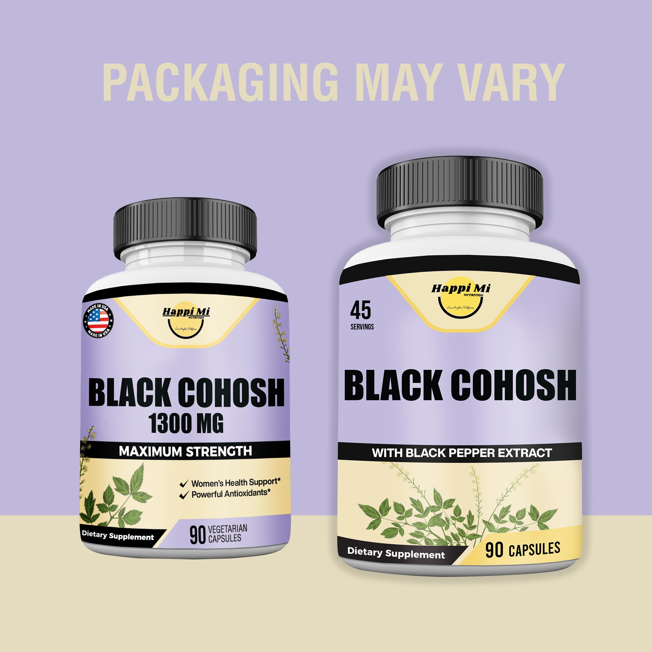 Organic Black Cohosh root label and 1300MG per serving