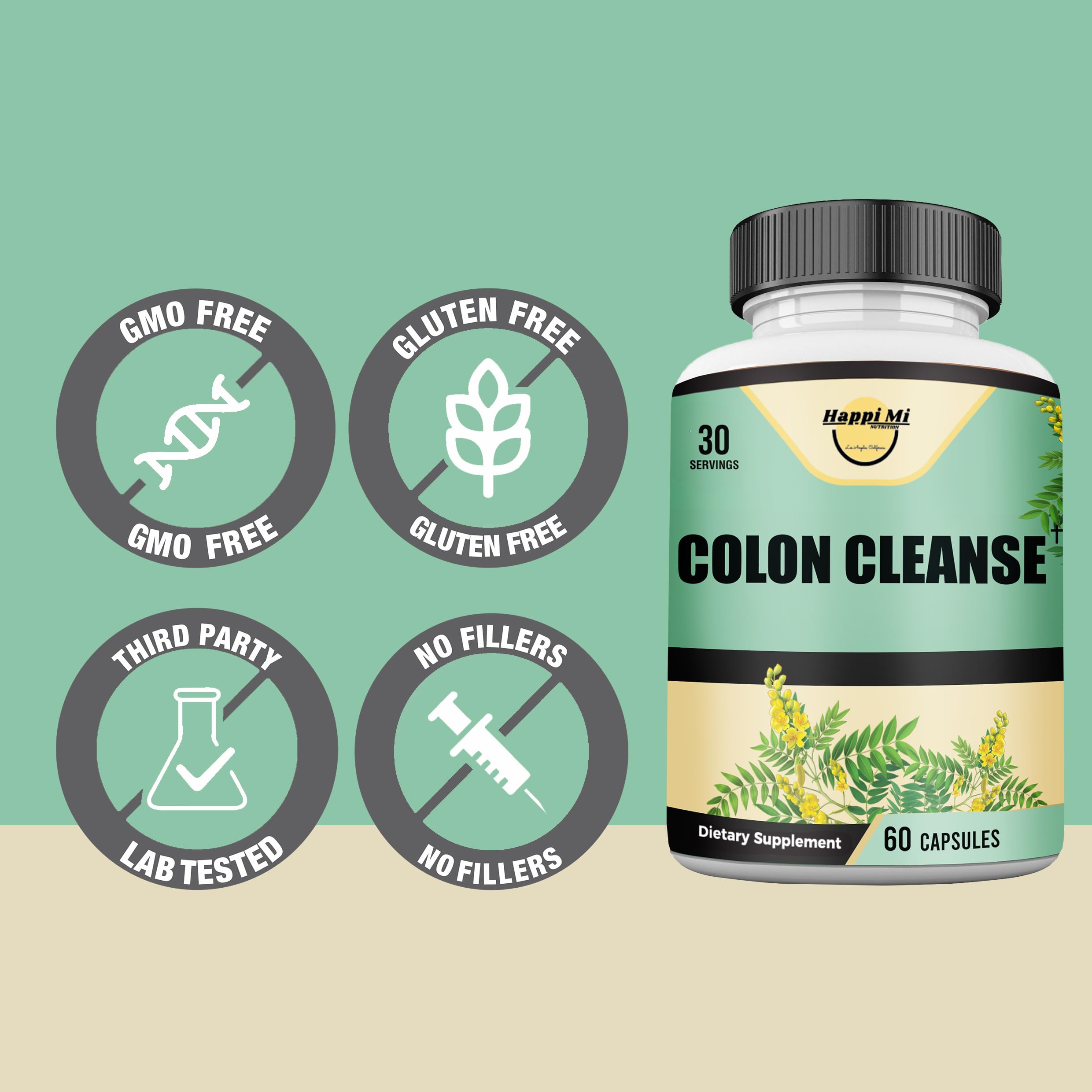 Globally sourced ingredients visual for Happi Mi Nutrition Colon Cleanse