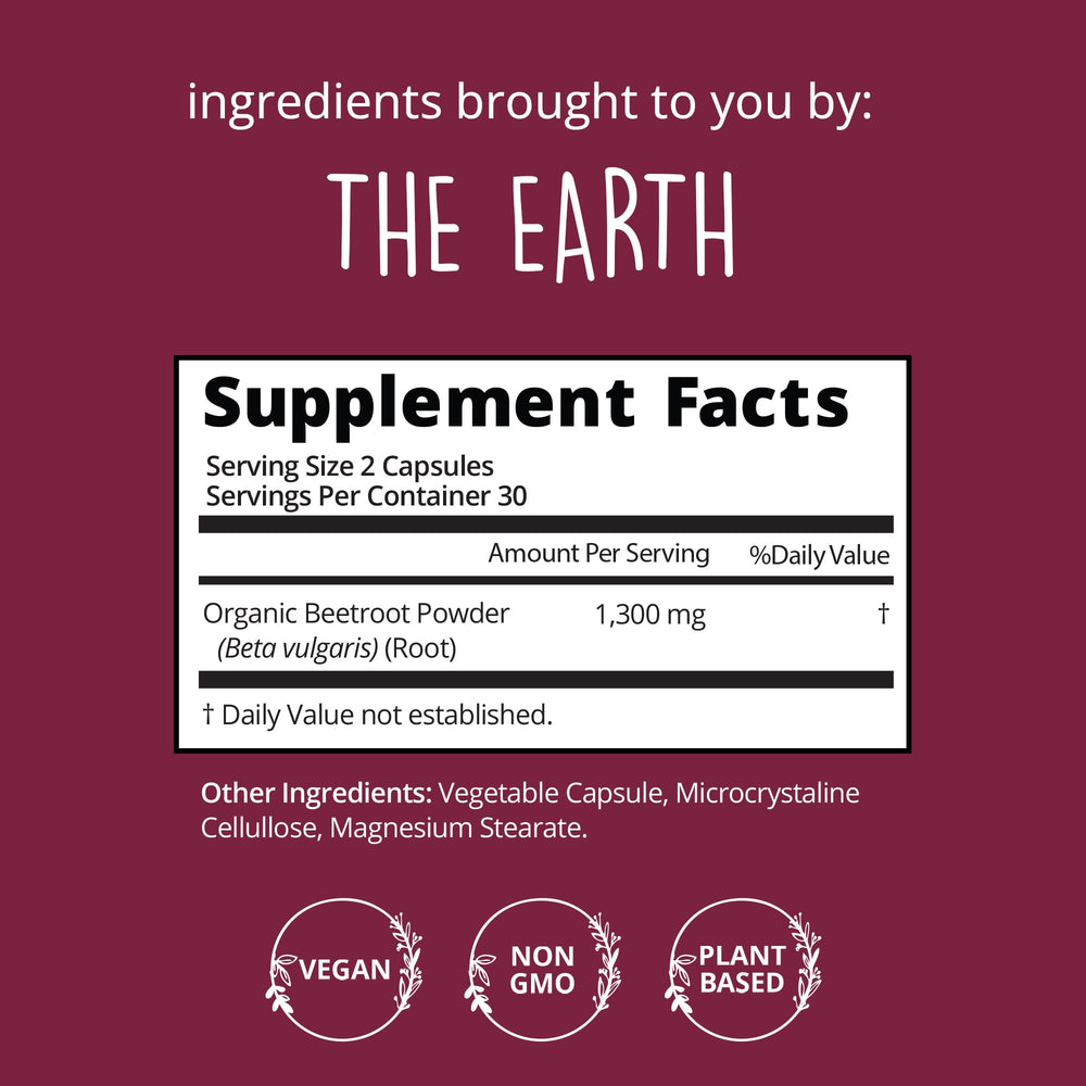 Happy Healthy Hippie 60-count beet root capsules bottle on countertop