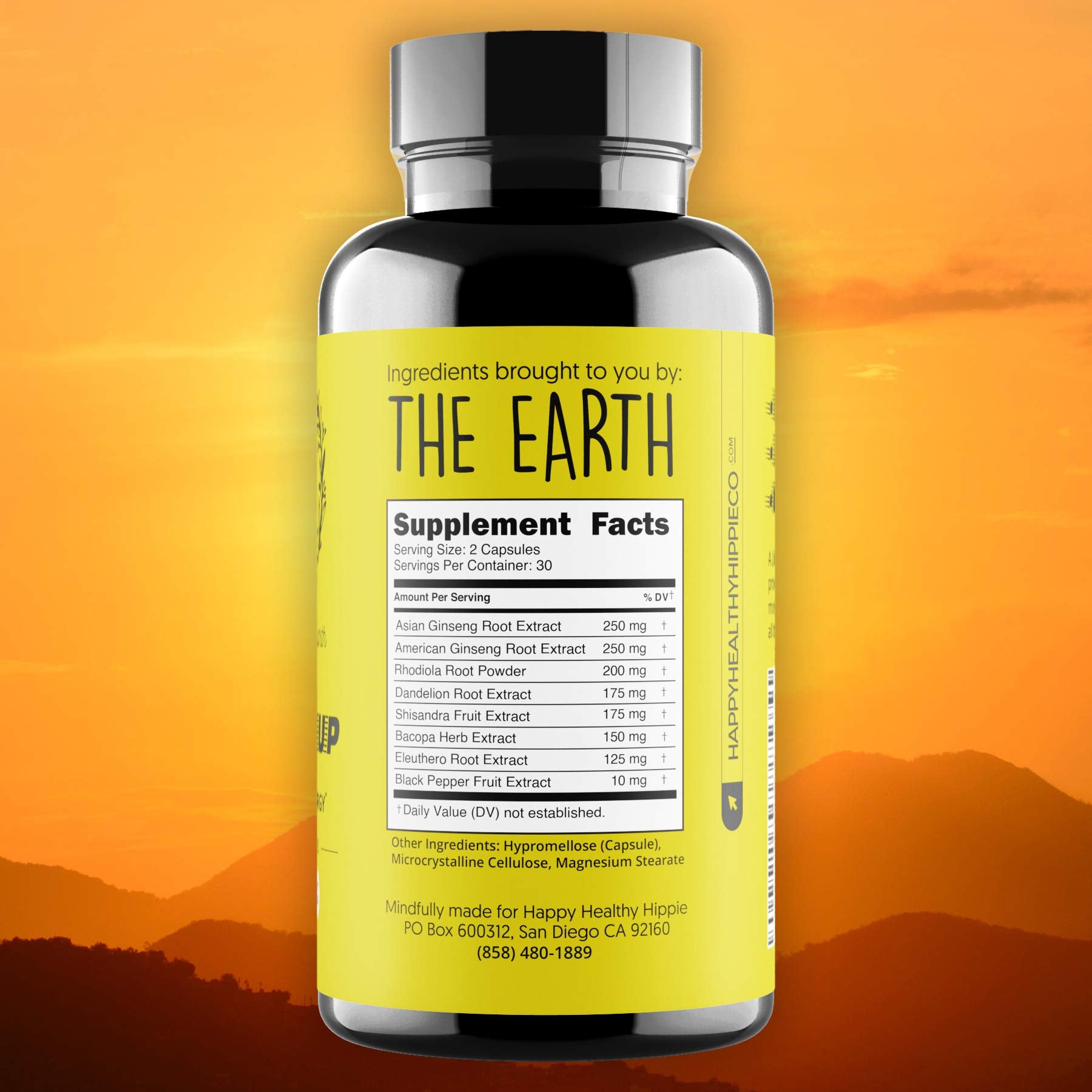 Happy Healthy Hippie bacopa capsule visual hints at memory support and steadier focus.
