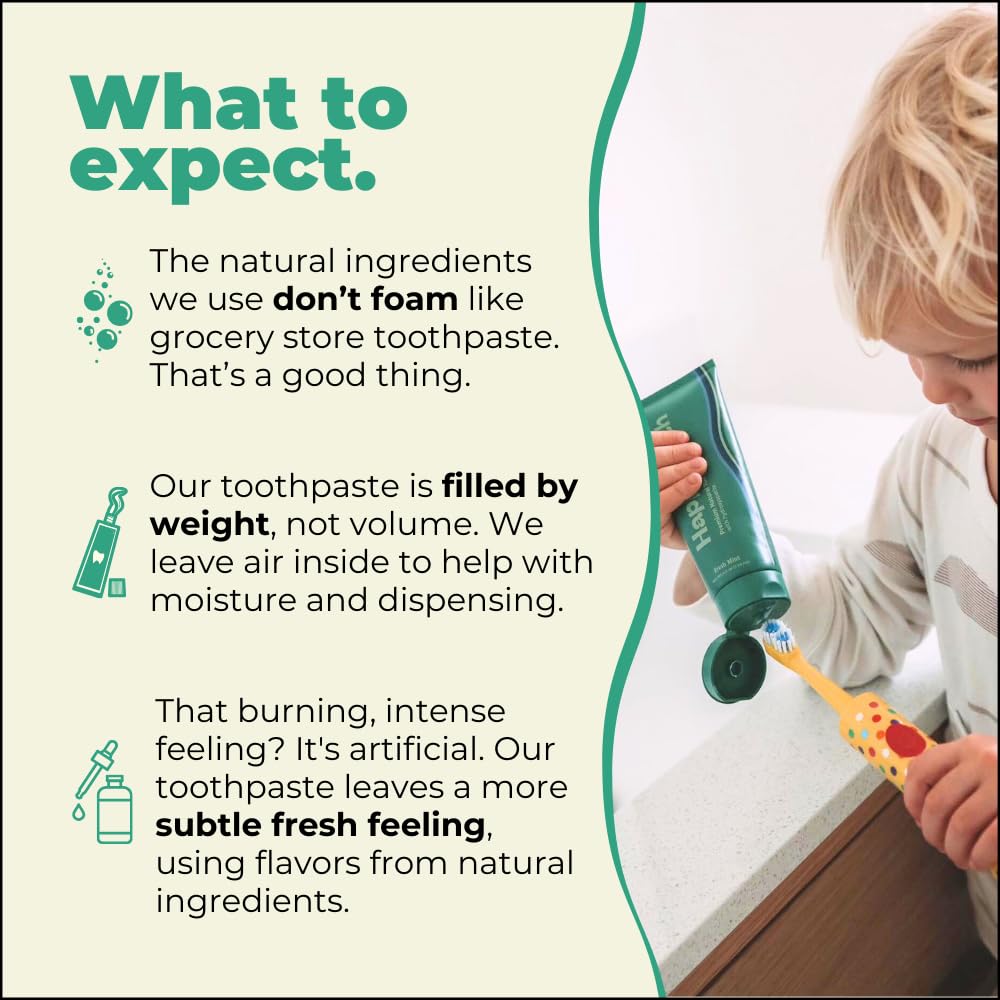 Happy Tooth toothpaste suitable for babies, toddlers, and adults with Vanilla Frosting flavor
