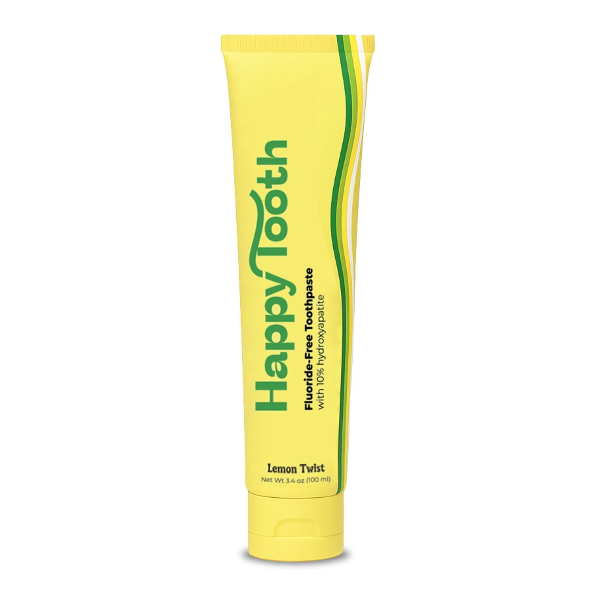 Happy Tooth Hydroxyapatite Toothpaste Lemon Twist 3.4 oz — Fluoride Free, SLS Free, Enamel Repair for Kids, Teens & Adults