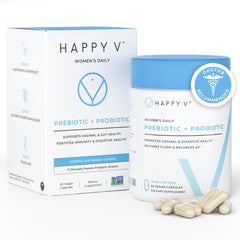 Happy V Dr vaginal probiotic bottle for women's health