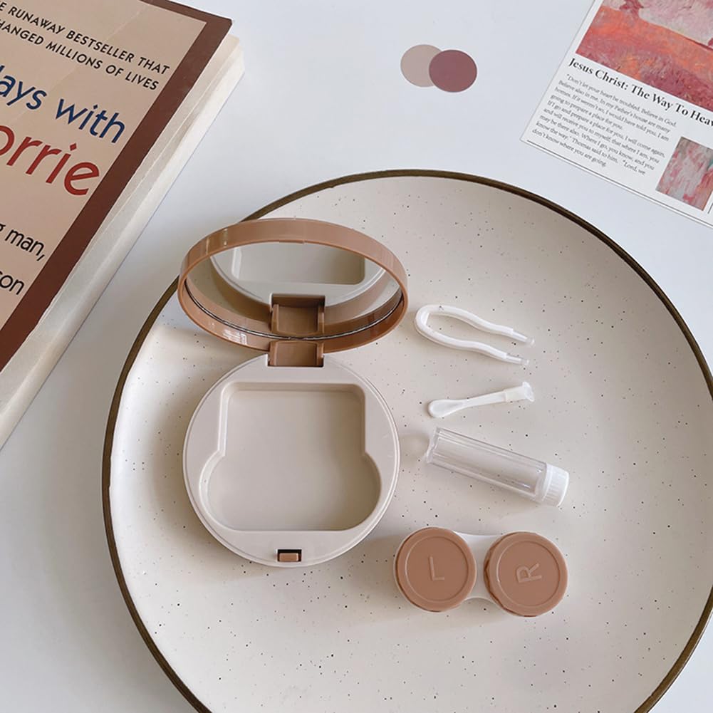 Two-tone white and khaki lens cases for travel use