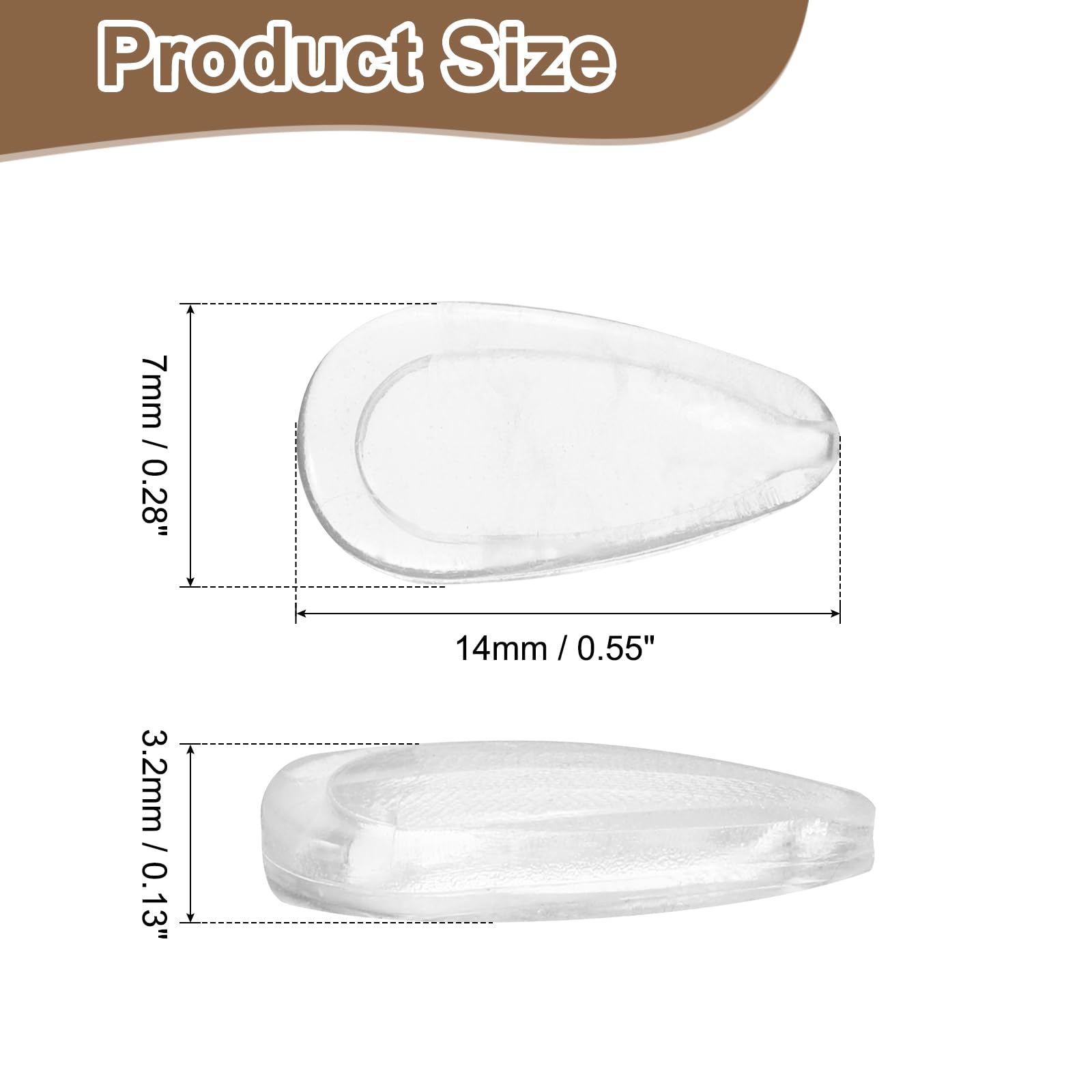 Close-up of silicone nose pads with adhesive backing