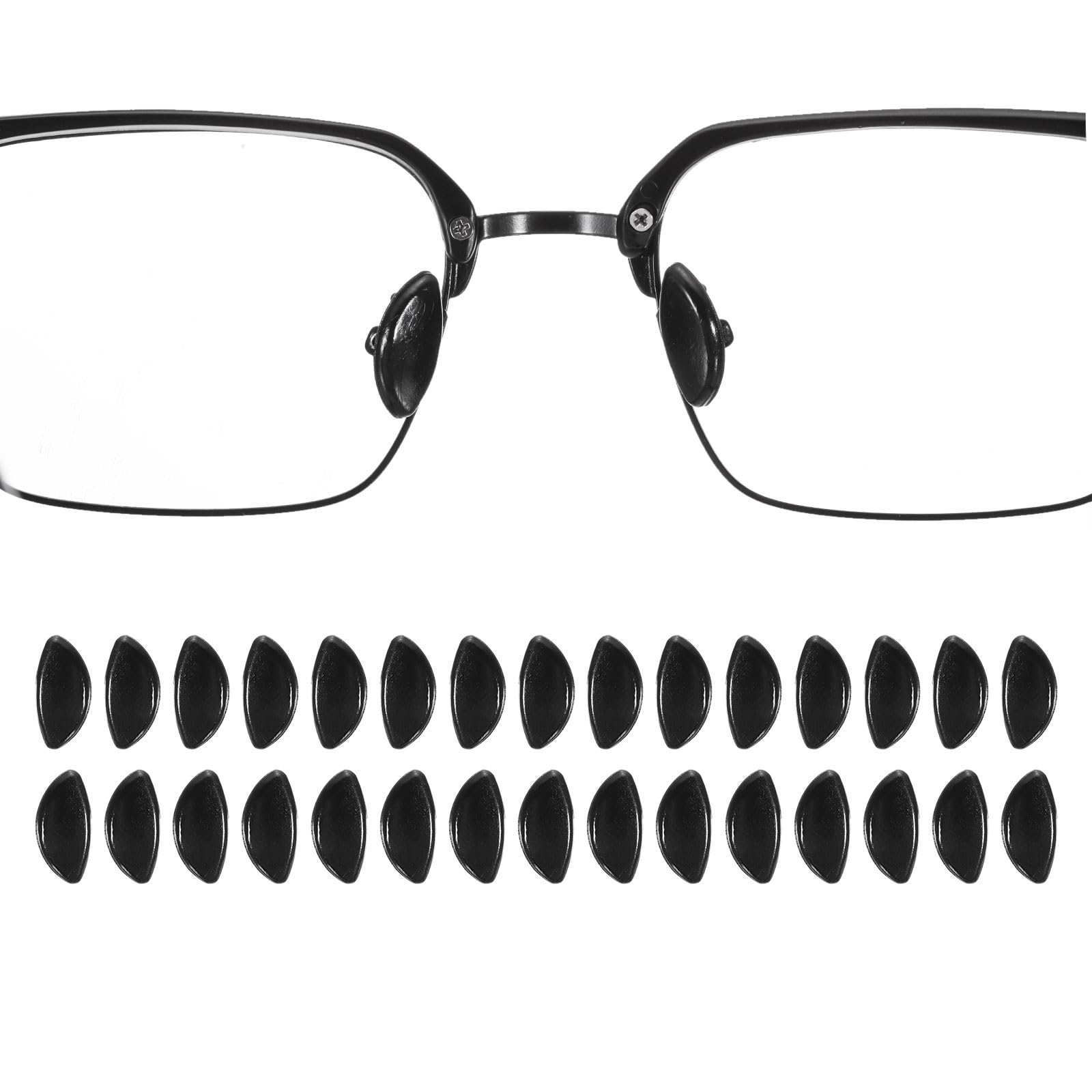 HARFINGTON 15-pair PVC anti-slip nose pads for eyeglasses, black