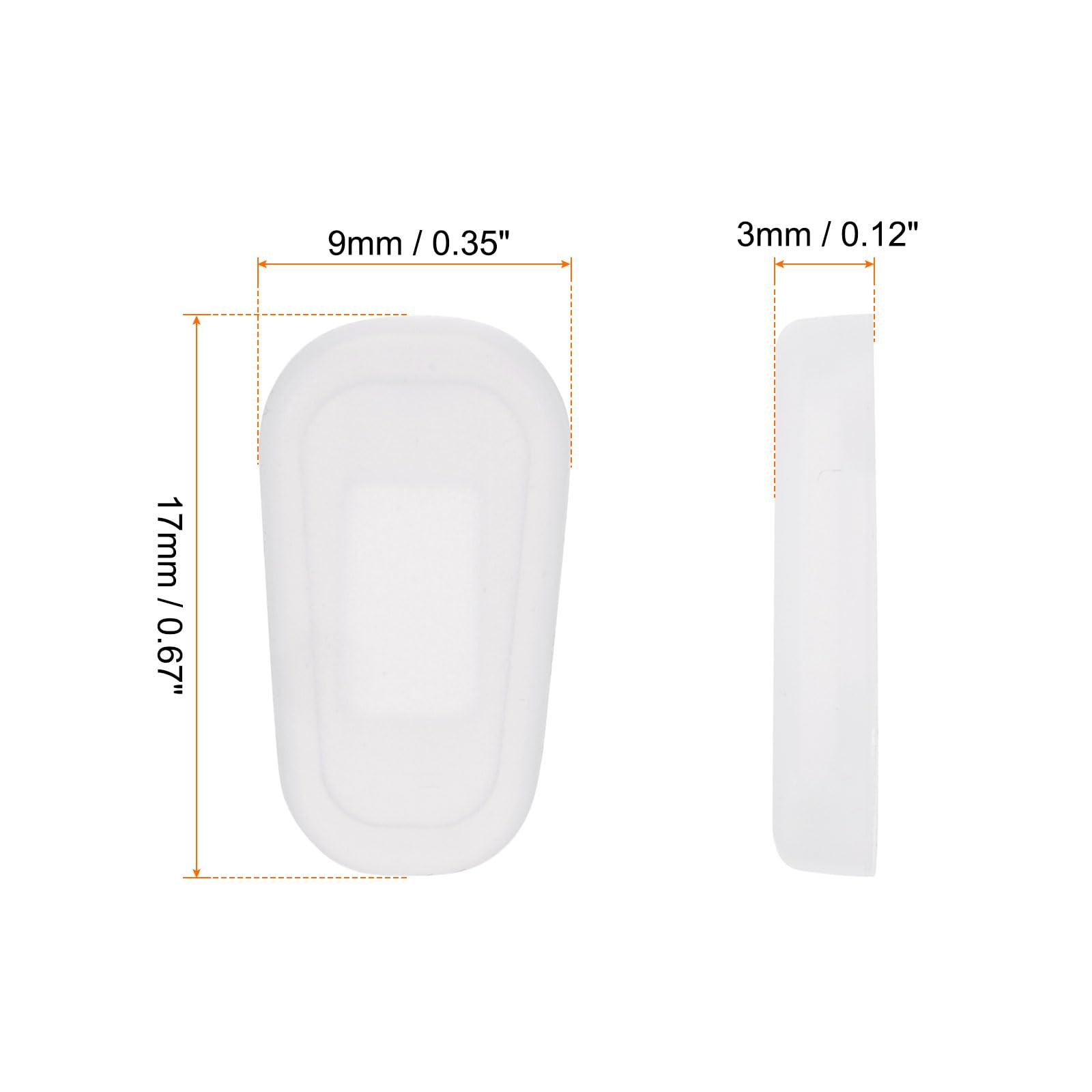 Close-up of silicone nose pads with slip-on design for glasses