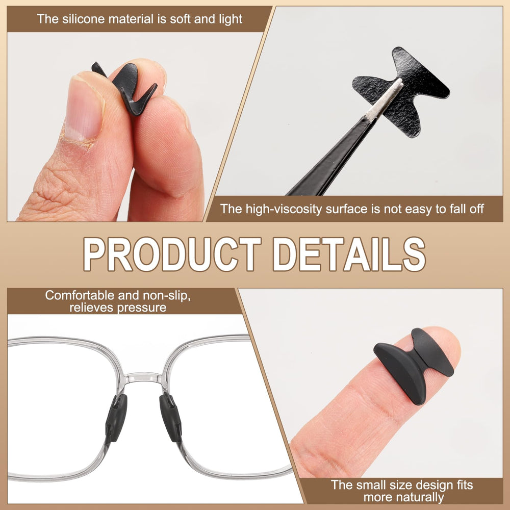 Anti slip nose pads attached to glasses