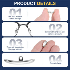 Screw-in nose pad connection for plastic frames