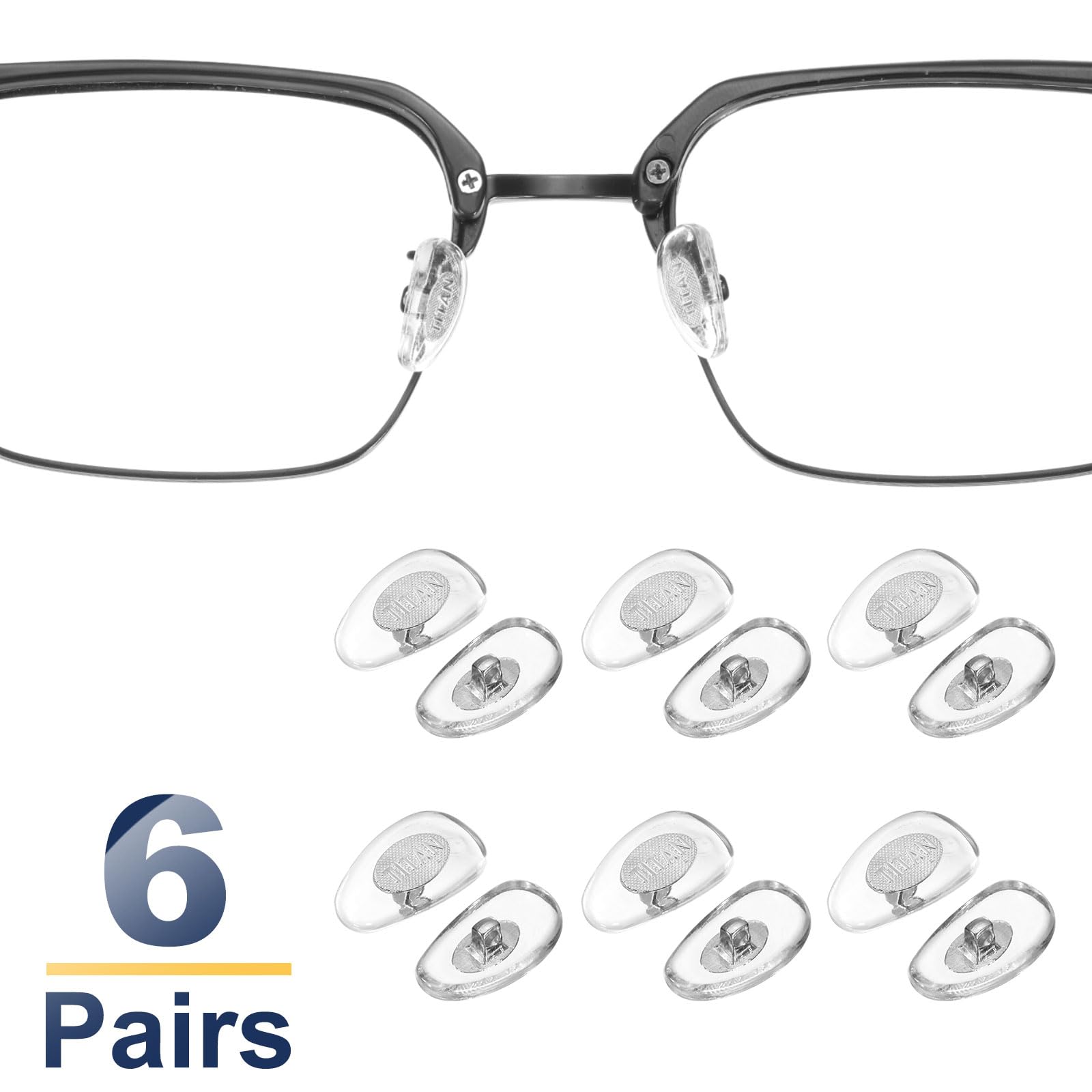 Screw-in nose pad design for secure connection to glasses