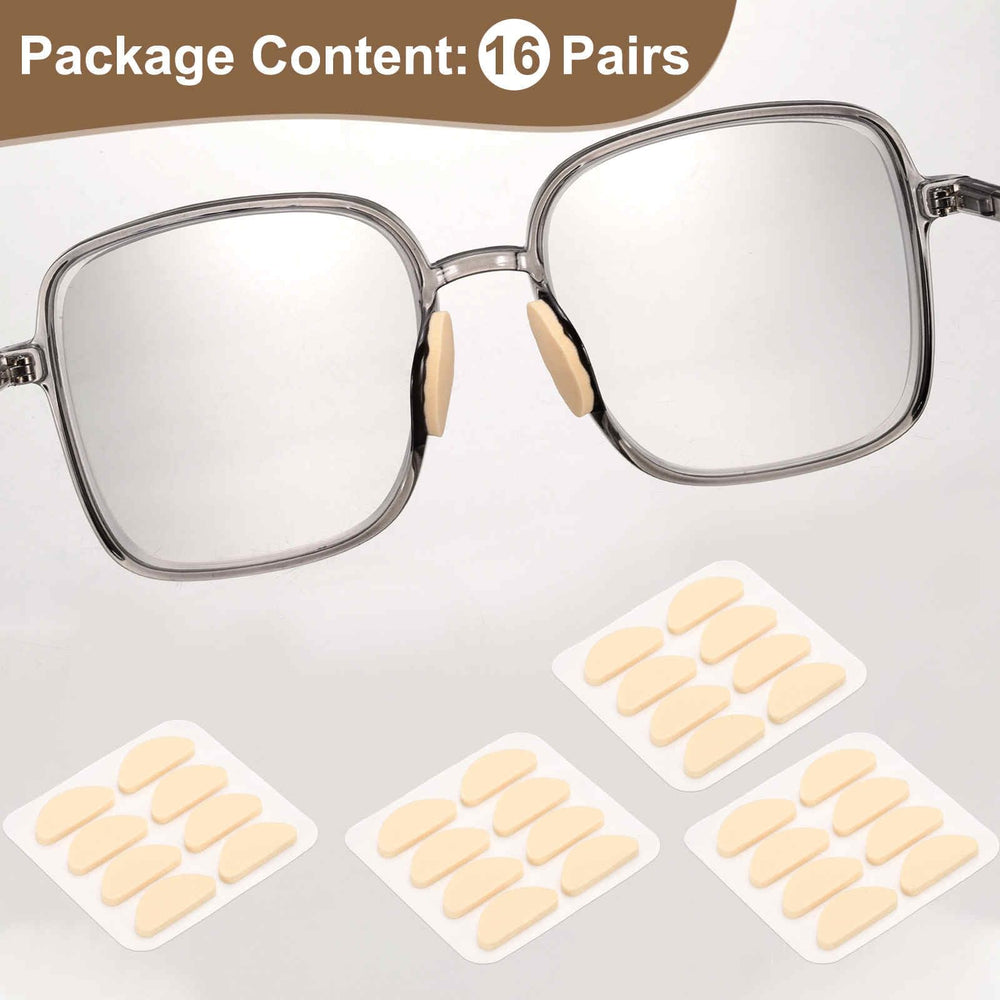 Anti-slip foam nose pads installed on a plastic glasses frame