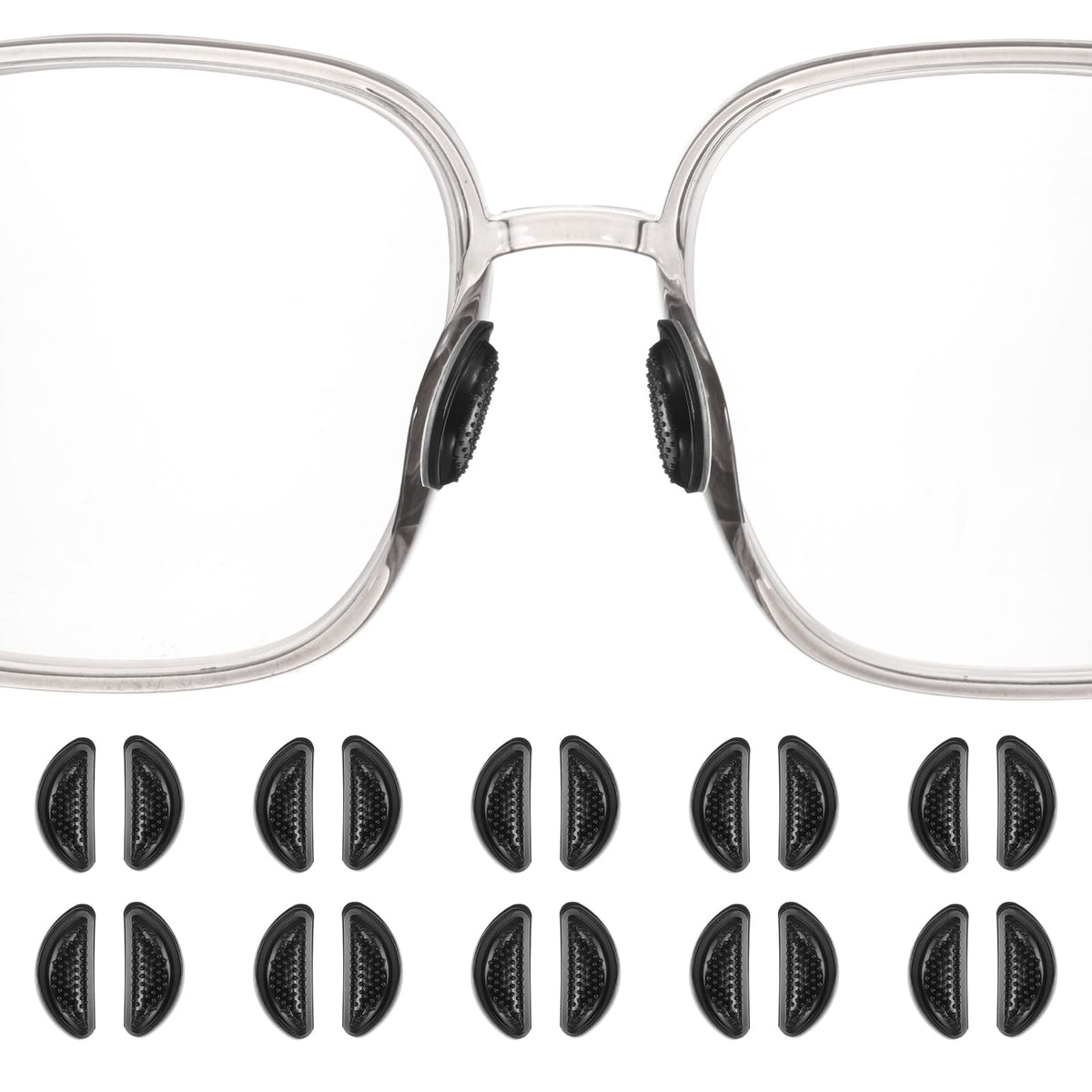 HARFINGTON granular D-shaped silicone nose pads – 3.5mm thick, 10 pairs for plastic frames