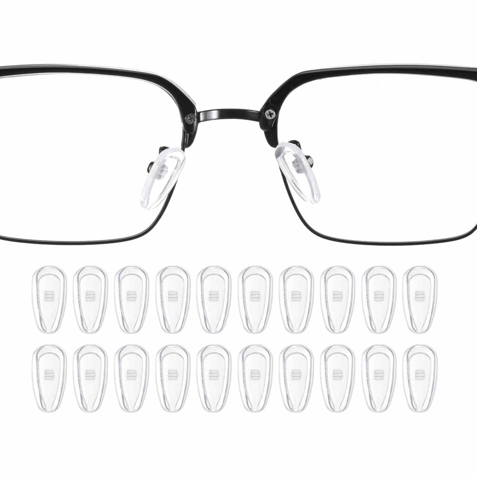 HARFINGTON silicone nose pads close-up in clear finish, 14x8x6 mm