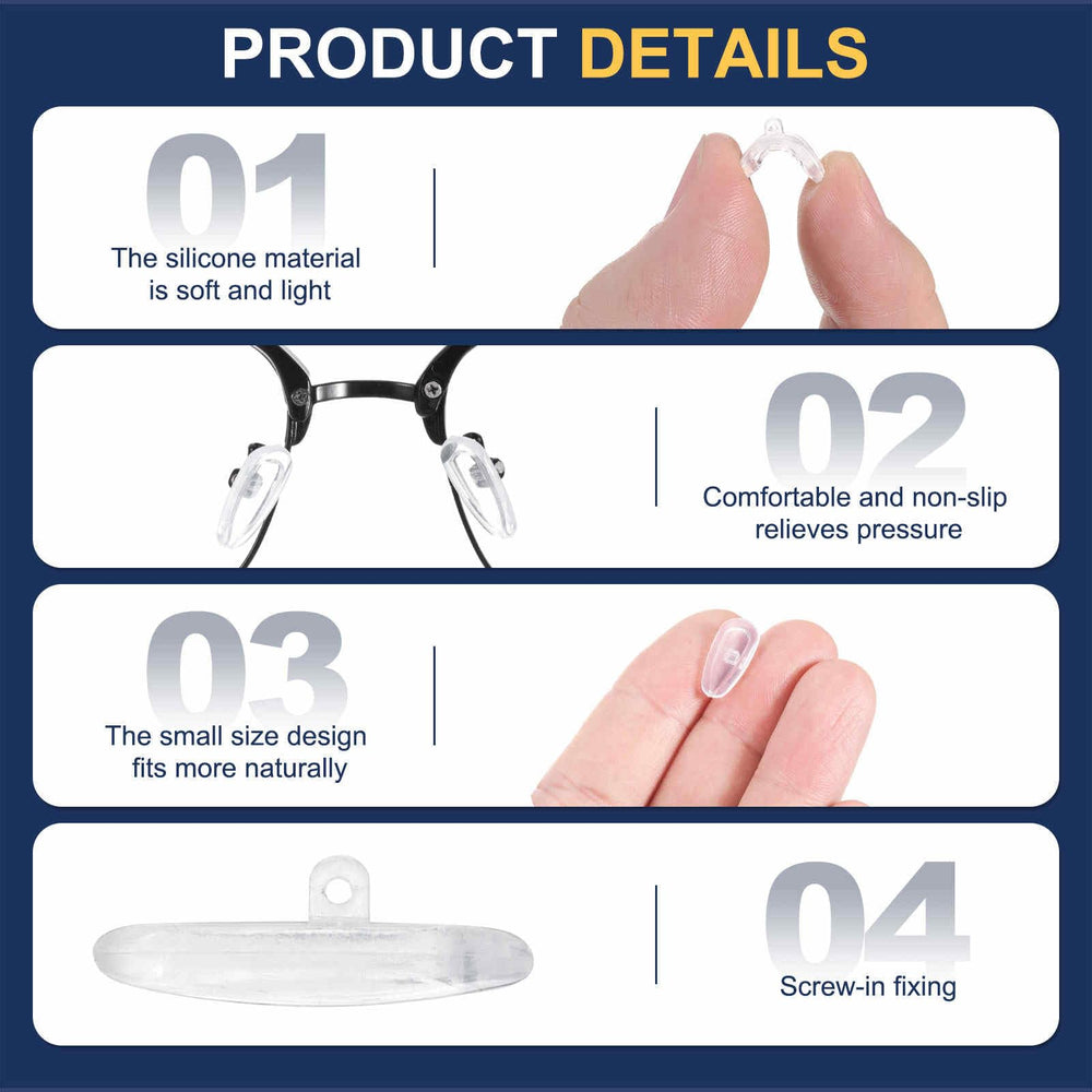 Screw-in mechanism for securing nose pads to glasses