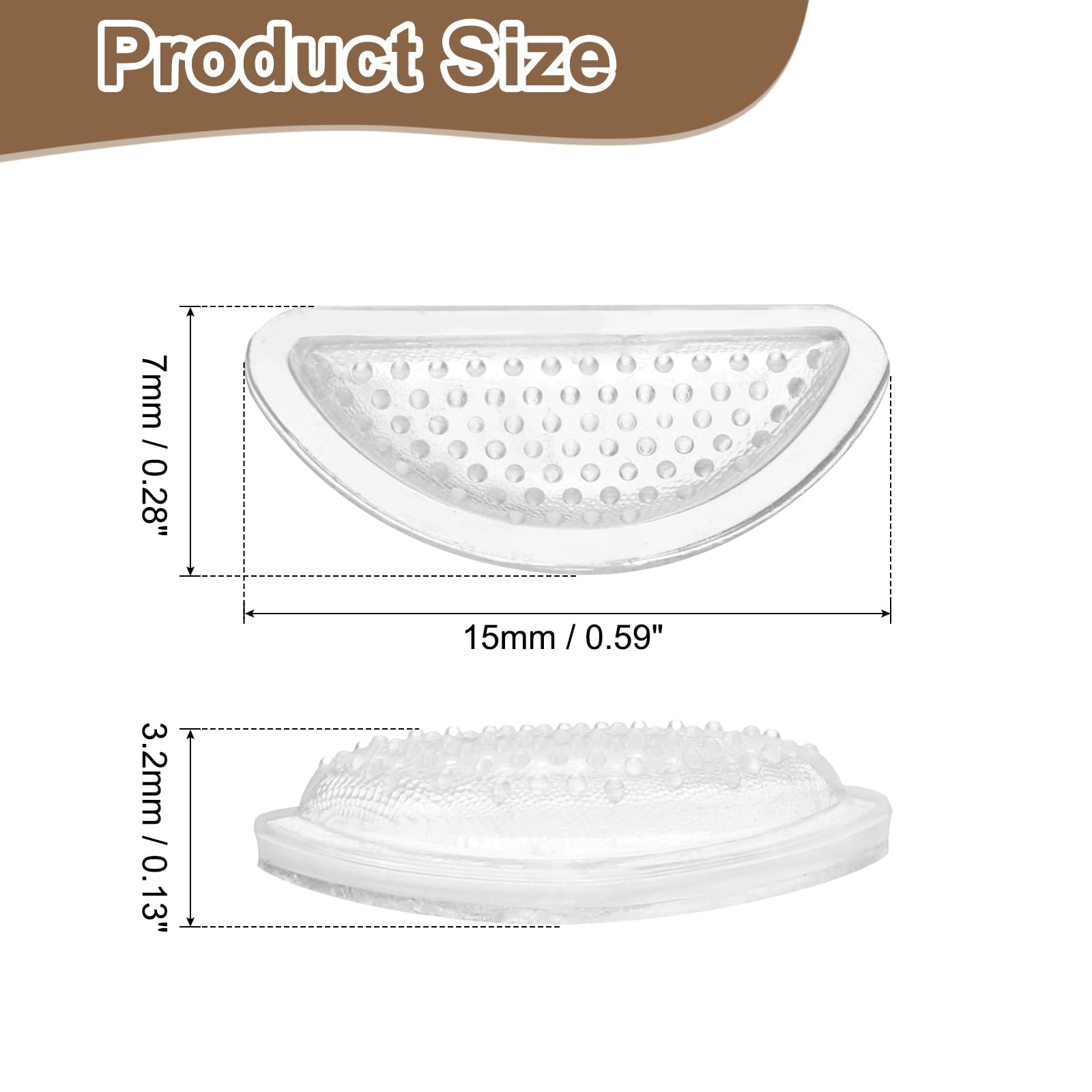 Granular D-shaped silicone nose pads with adhesive backing