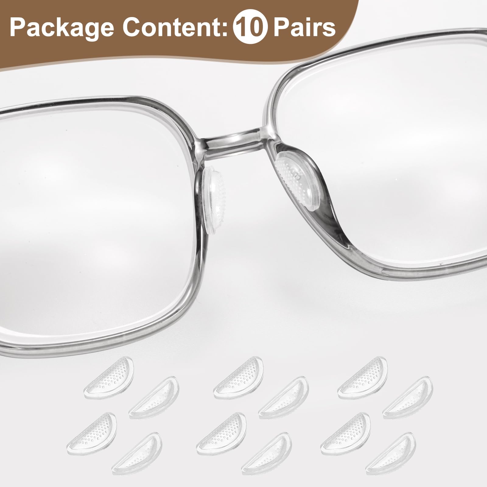 Close-up of silicone nose pads for plastic frames
