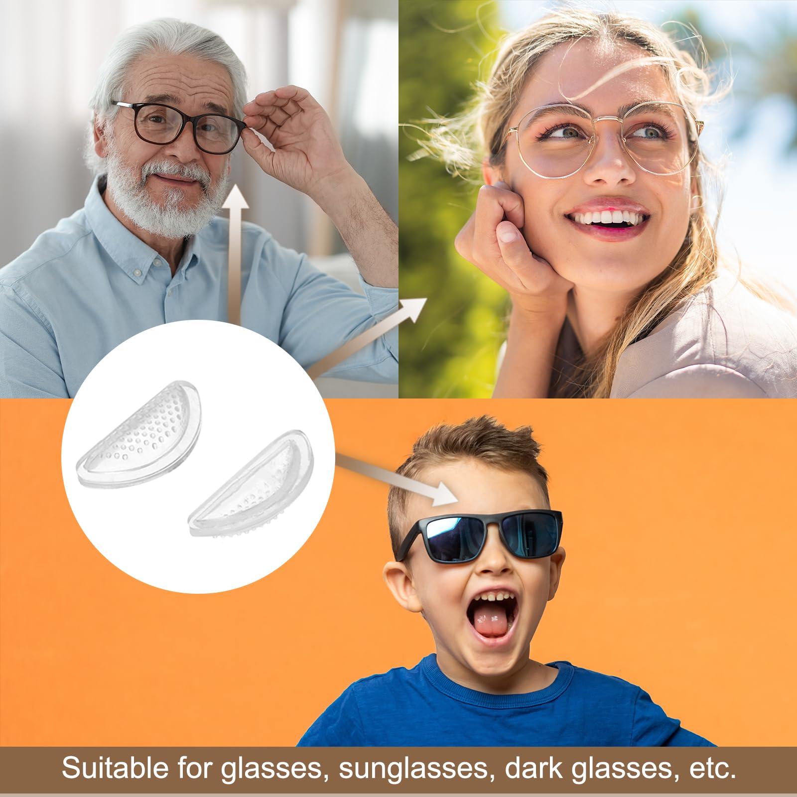 10 pairs of clear silicone nose pads for eyewear