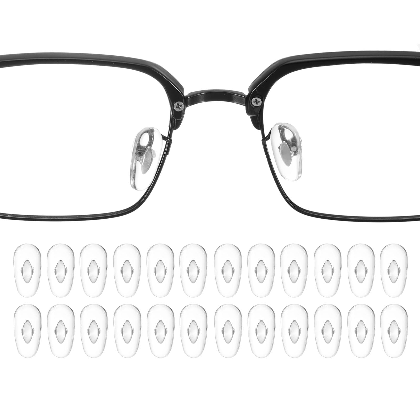 HARFINGTON 12 Pairs Nose Pads - 4.5mm PVC anti-slip for plastic frames (silver)