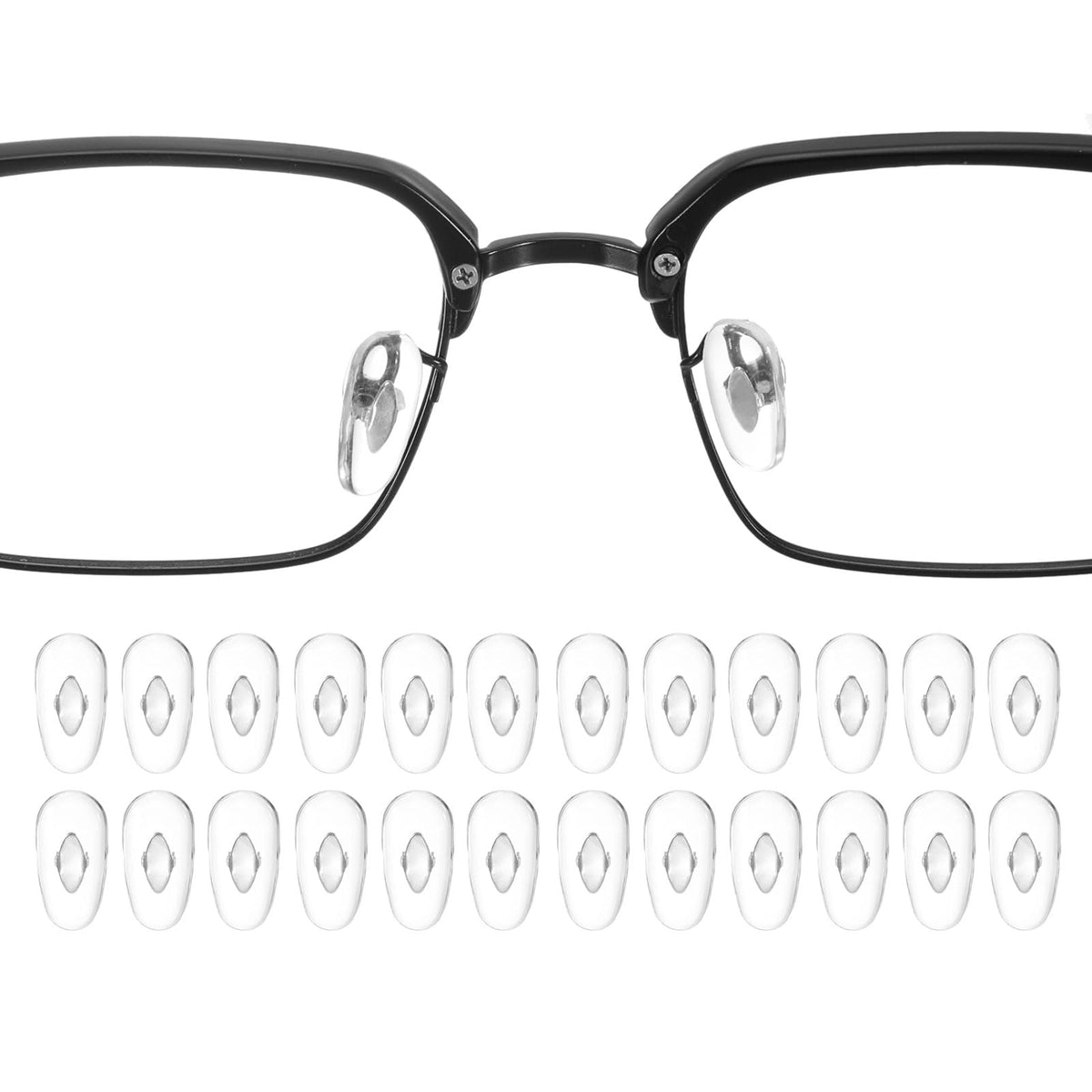 HARFINGTON 12 Pairs Nose Pads - 4.5mm PVC anti-slip for plastic frames (silver)