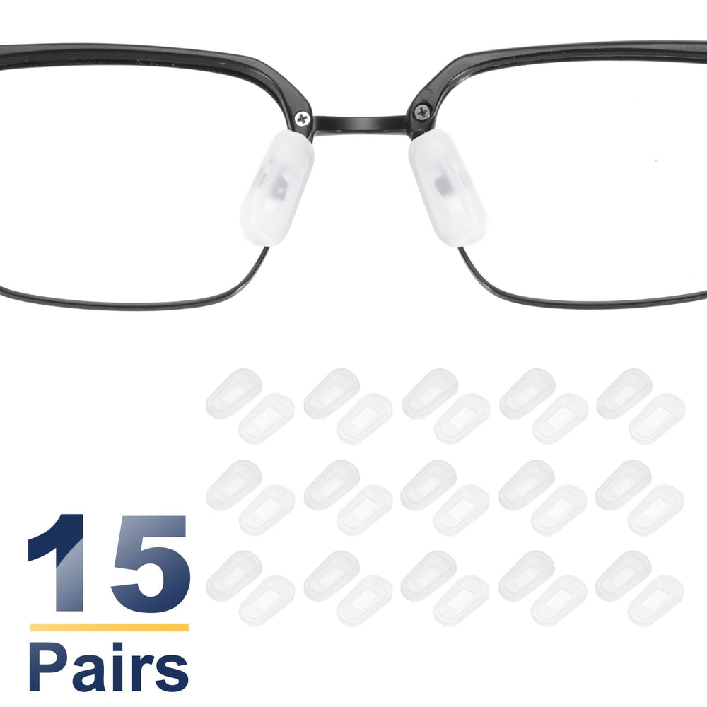 Nose pads snapped into glasses frame showing secure fit
