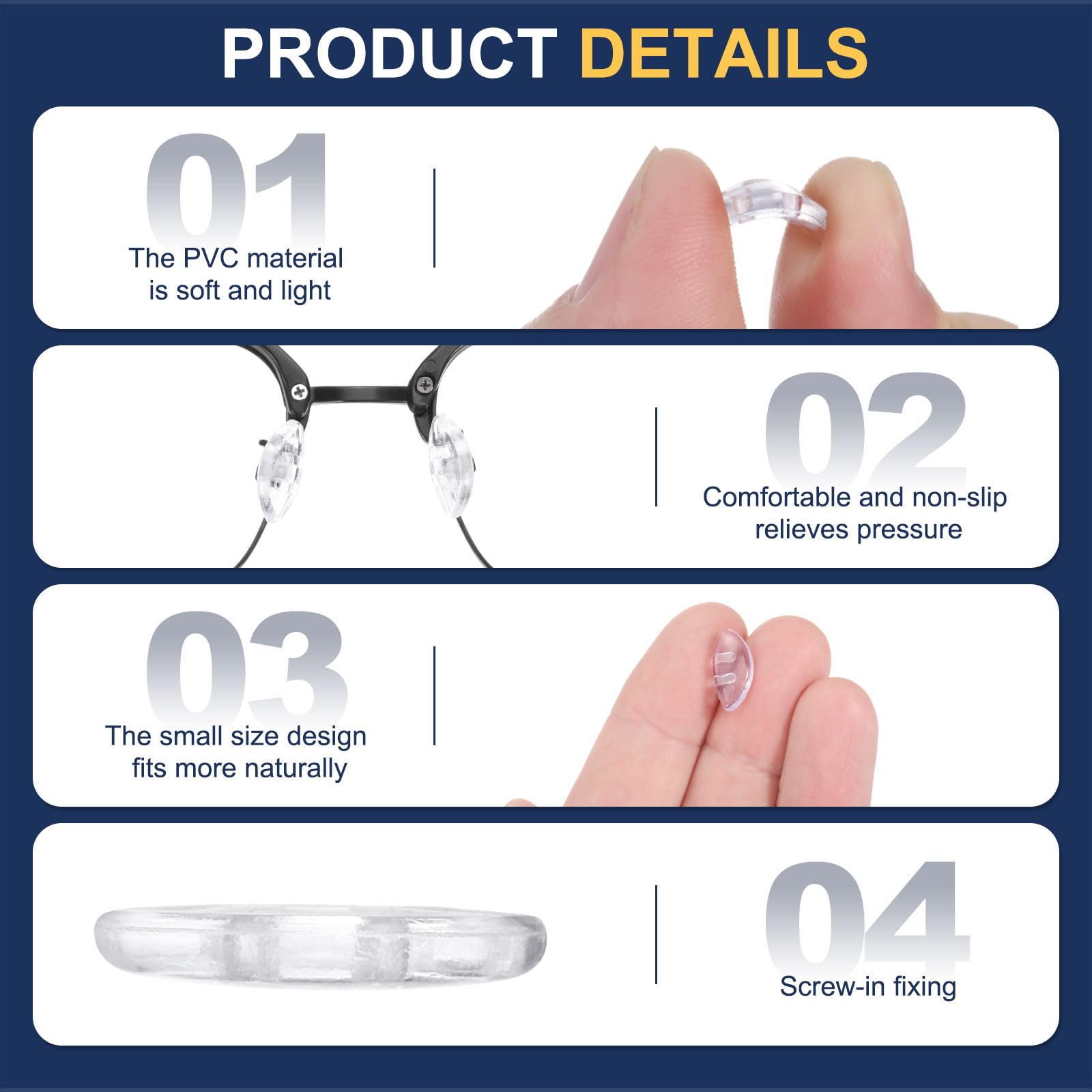 Nose pads with 3mm thickness and dimensions