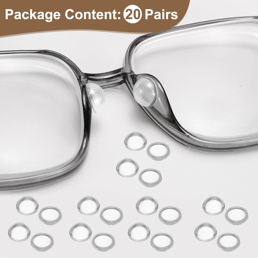 Silicone eyeglasses nose pads attached to a plastic frame