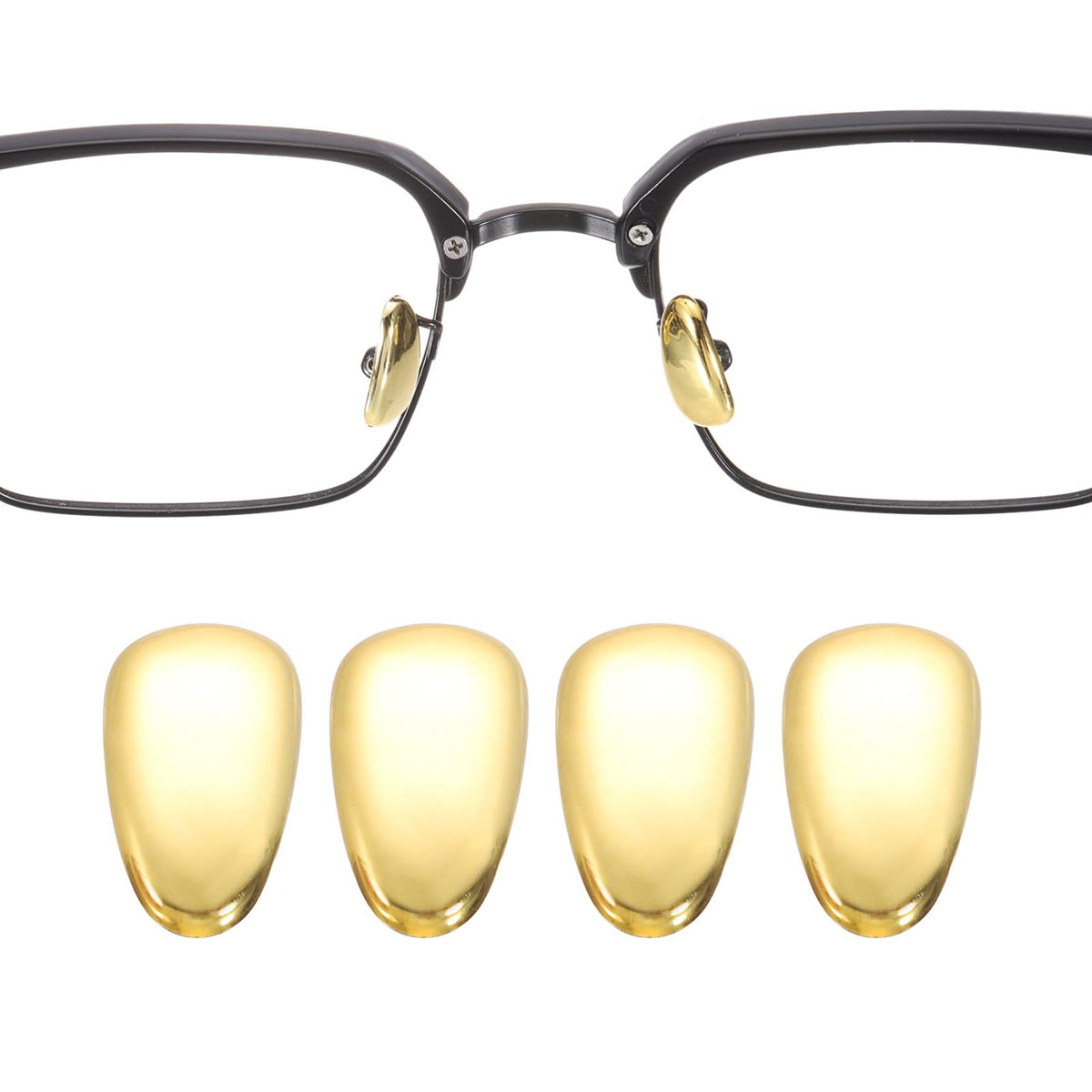 HARFINGTON 2 pairs of 4mm PVC nose pads in gold finish for glasses