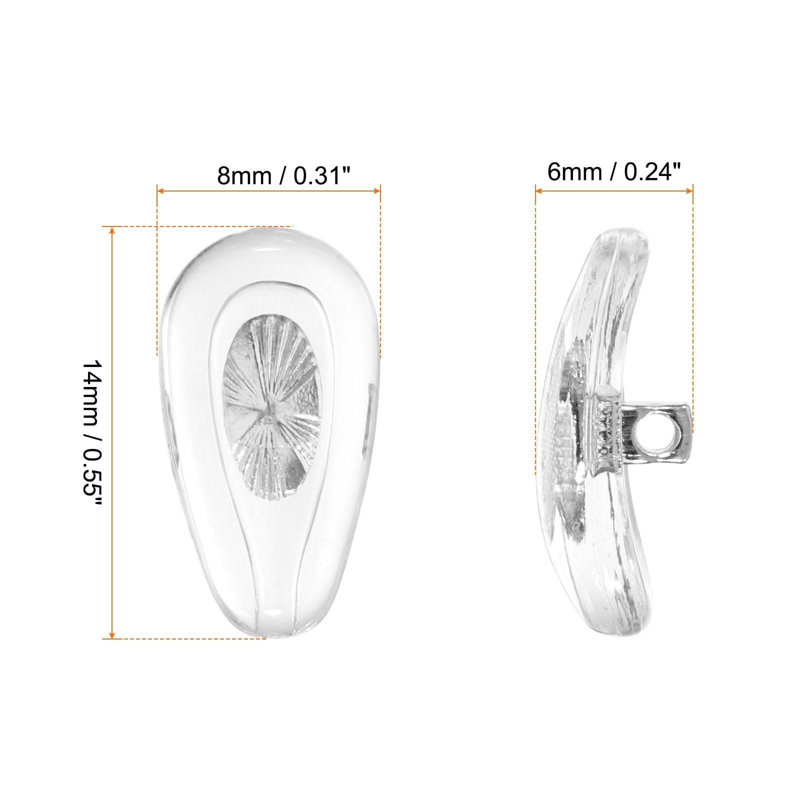 Detail of silicone nose pads featuring copper core and air bag design