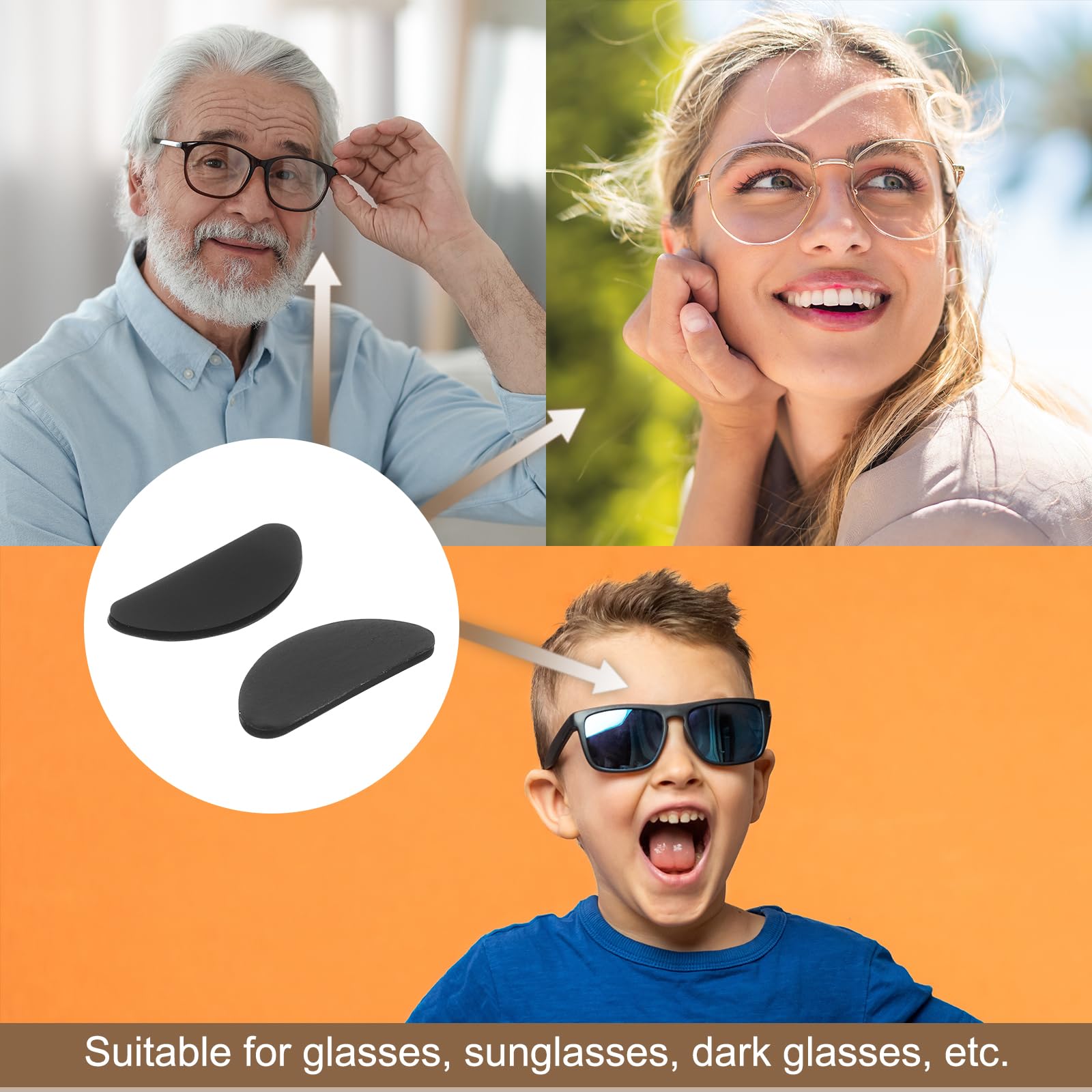 Harfington black nose pads installed on glasses