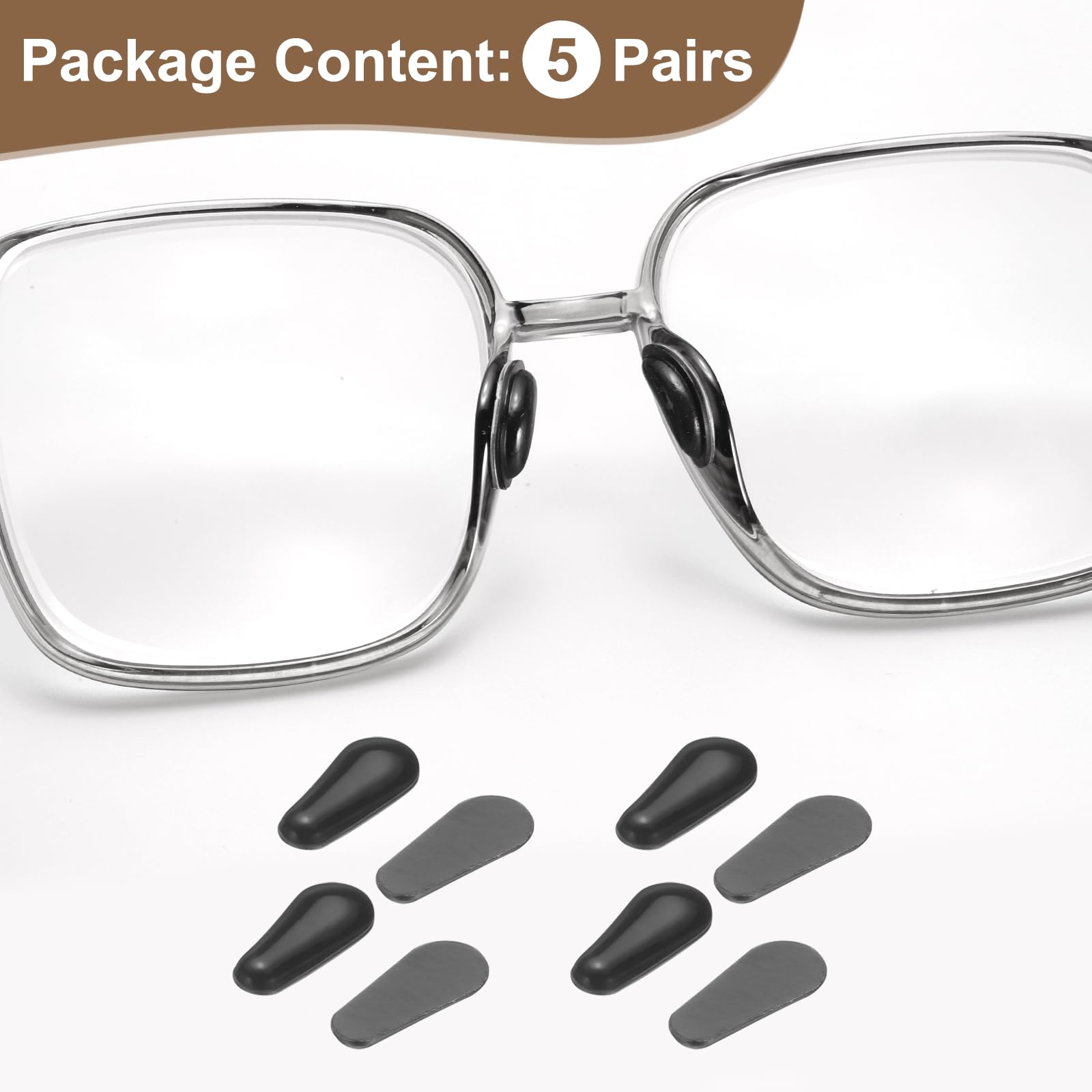 Nose pads for plastic frames showing soft silicone material