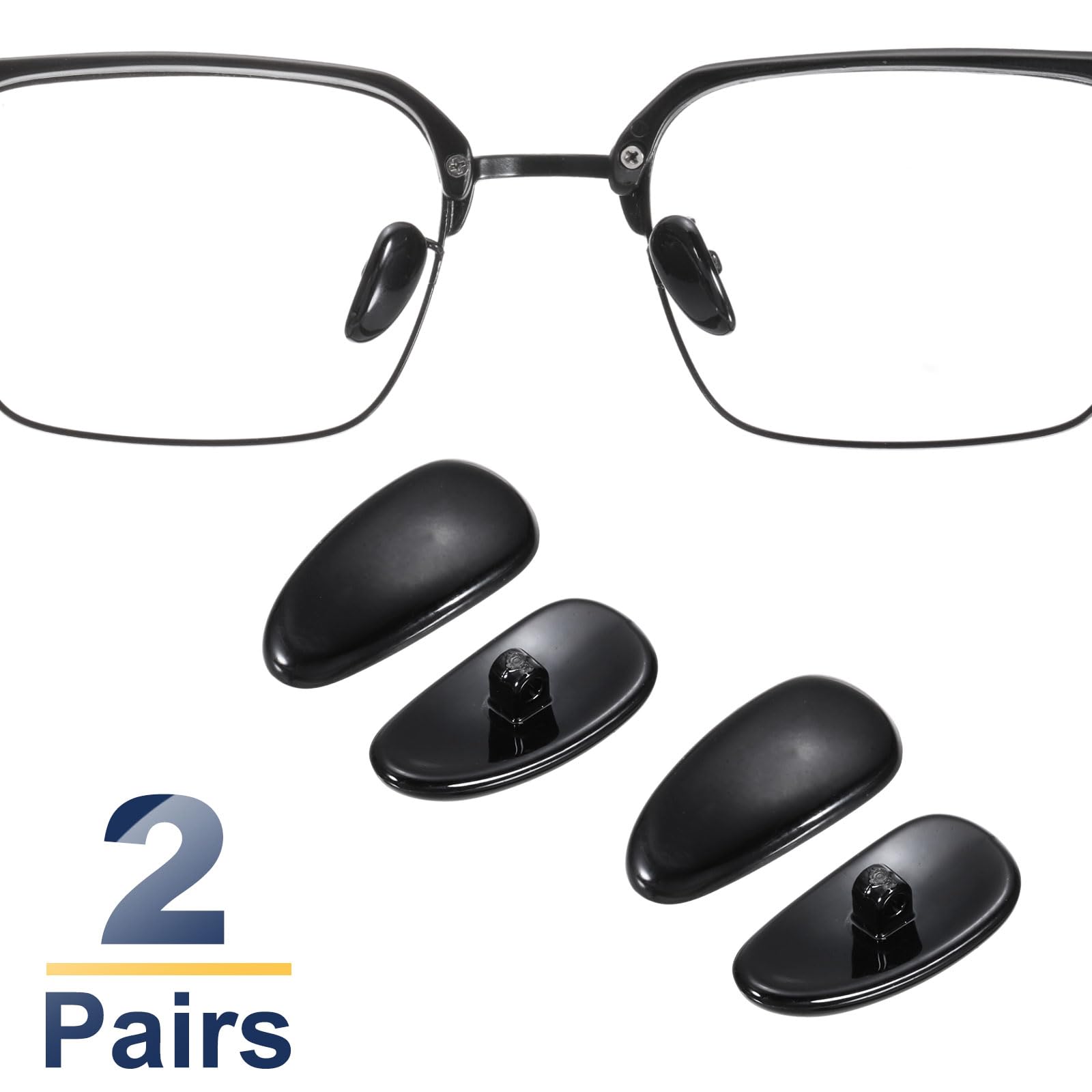 Screw-in nose pad design for secure attachment to glasses