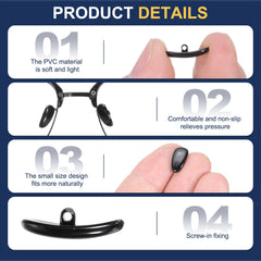 Nose pads mounted on a plastic frame for anti-slip grip