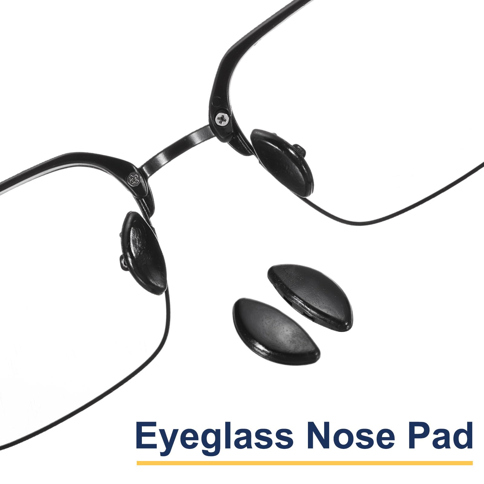 Plastic frame eyeglasses with HARFINGTON nose pads attached