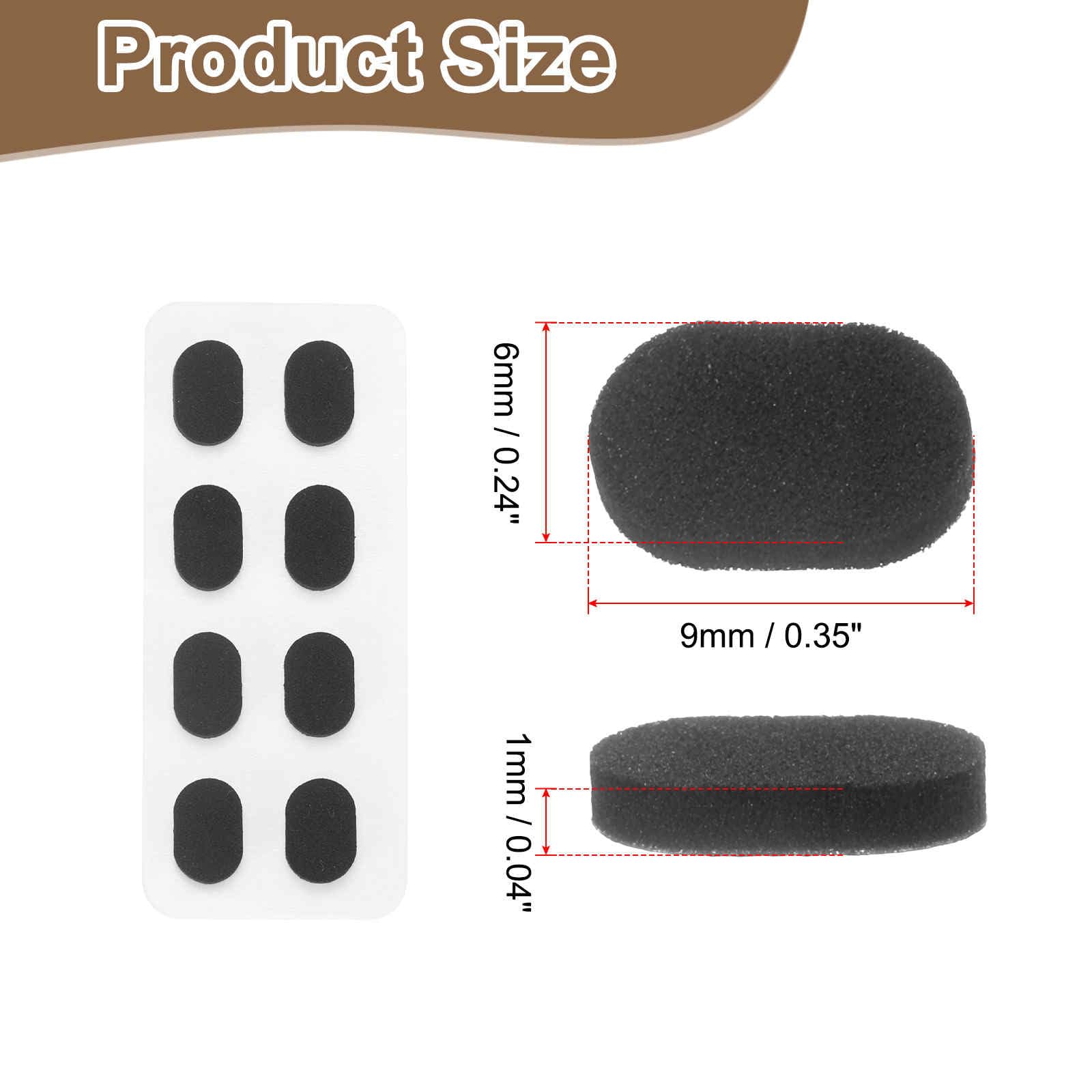 Close-up of anti-slip foam nose pads with self-adhesive backing