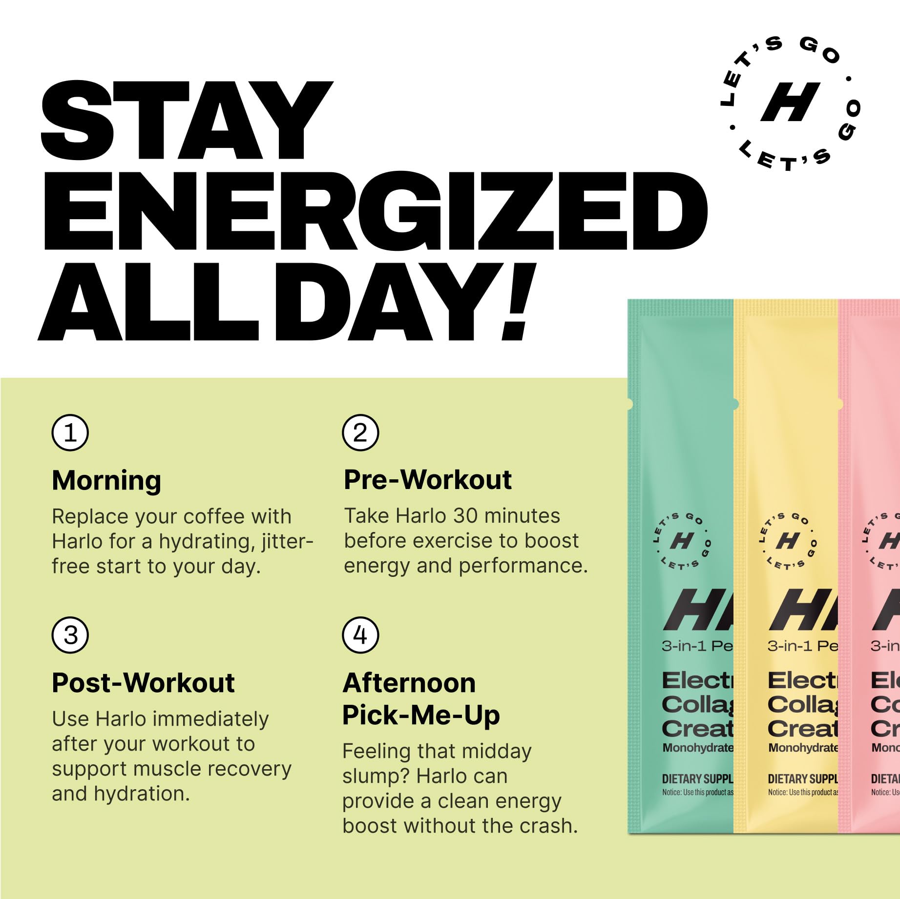 Harlo citrus energy recovery powder versatile for pre- or post-workout hydration