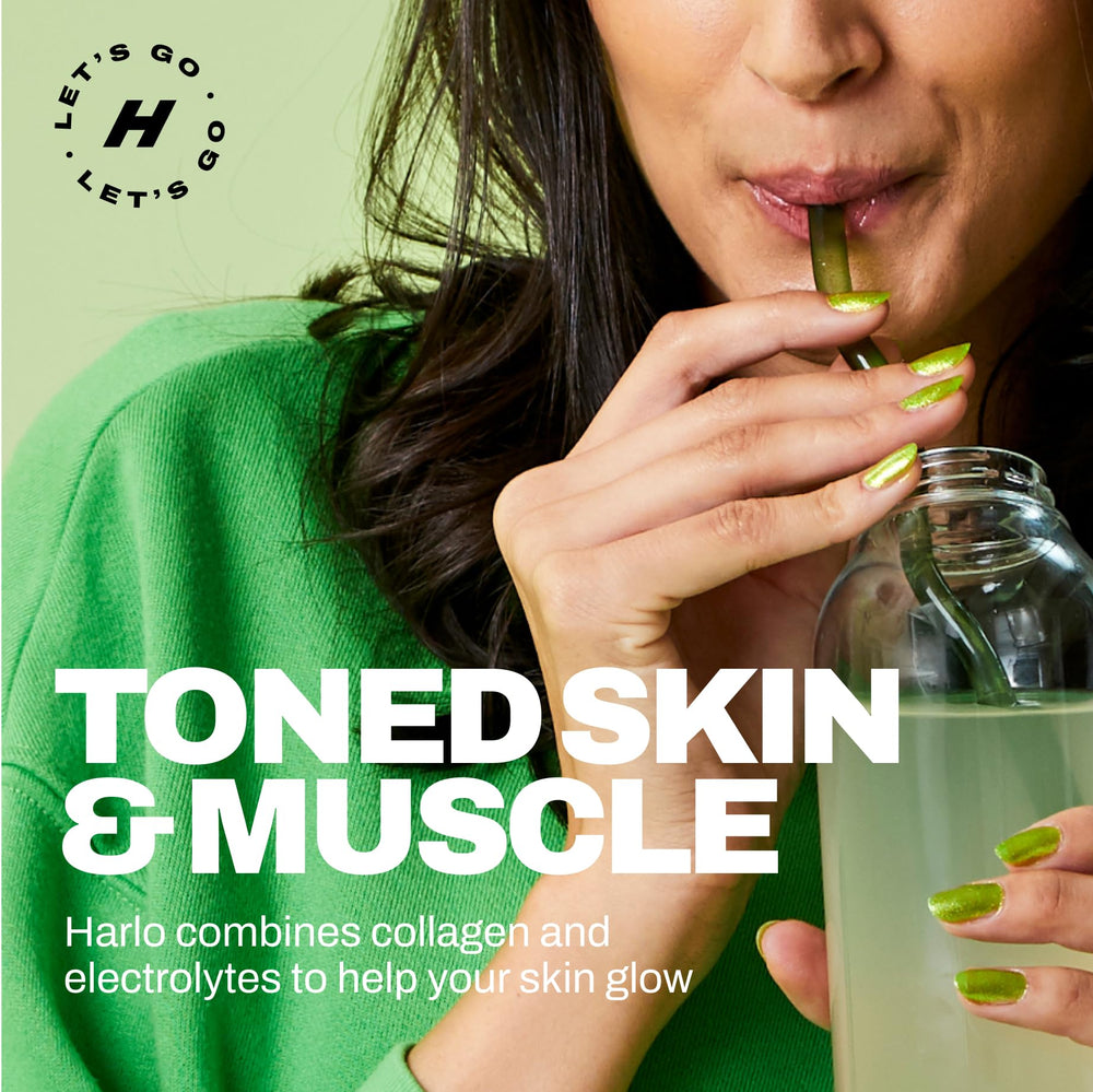 Harlo electrolyte powder being poured shows quick rehydration during exercise.