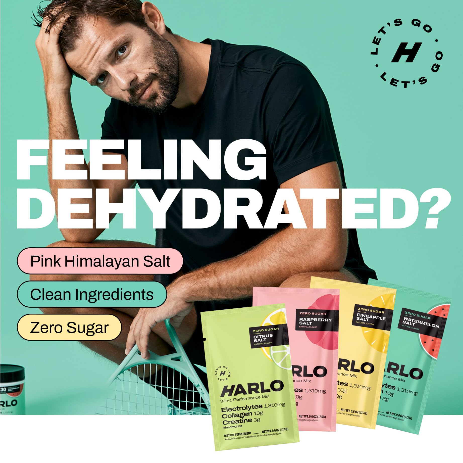 Harlo watermelon salt electrolyte drink featuring pink Himalayan salt for hydration