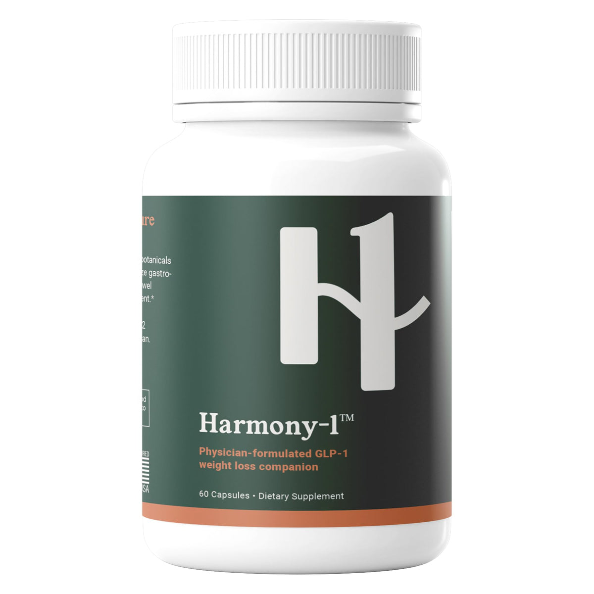 Harmony-1 bottle with 60 capsules on a clean surface