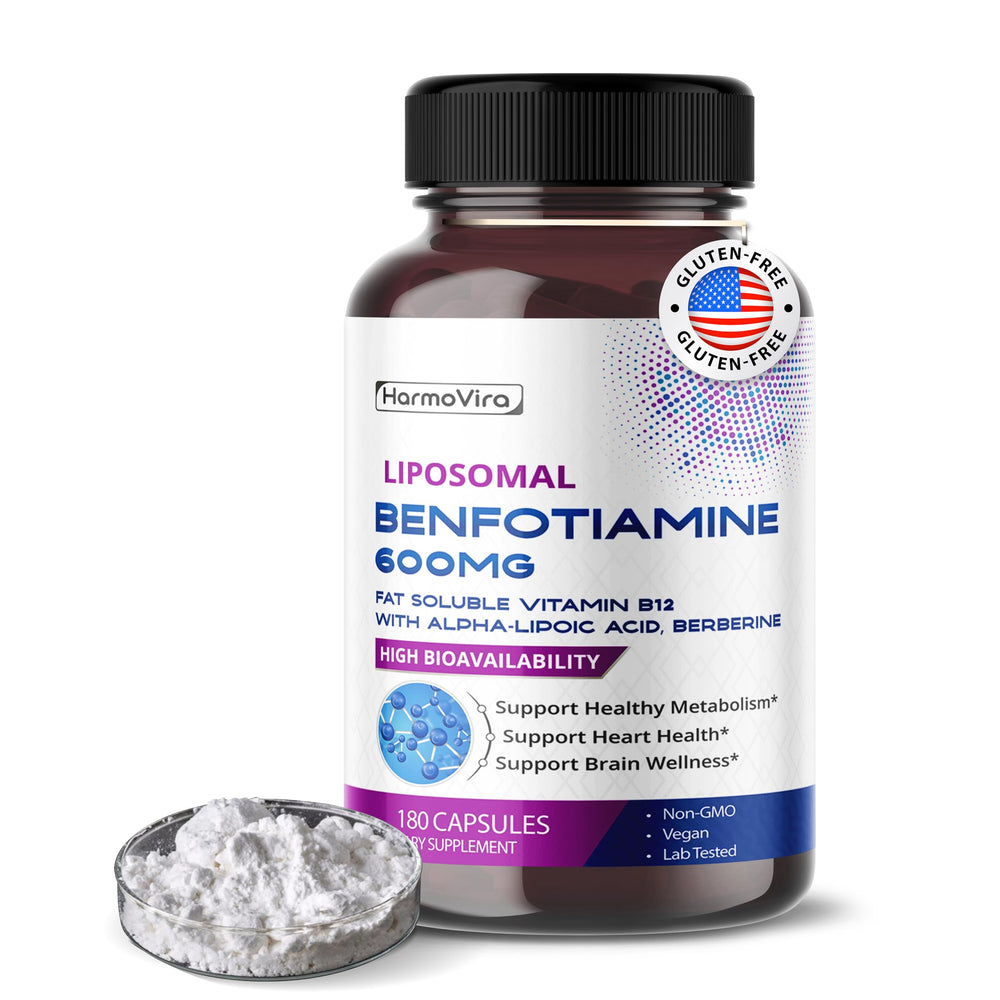 HarmoVira Benfotiamine bottle with 180 capsules – hero image