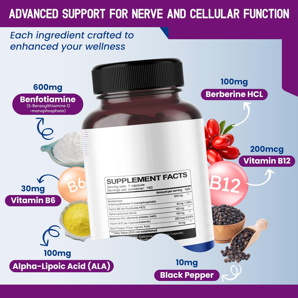 Benfotiamine, alpha-lipoic acid and berberine ingredients