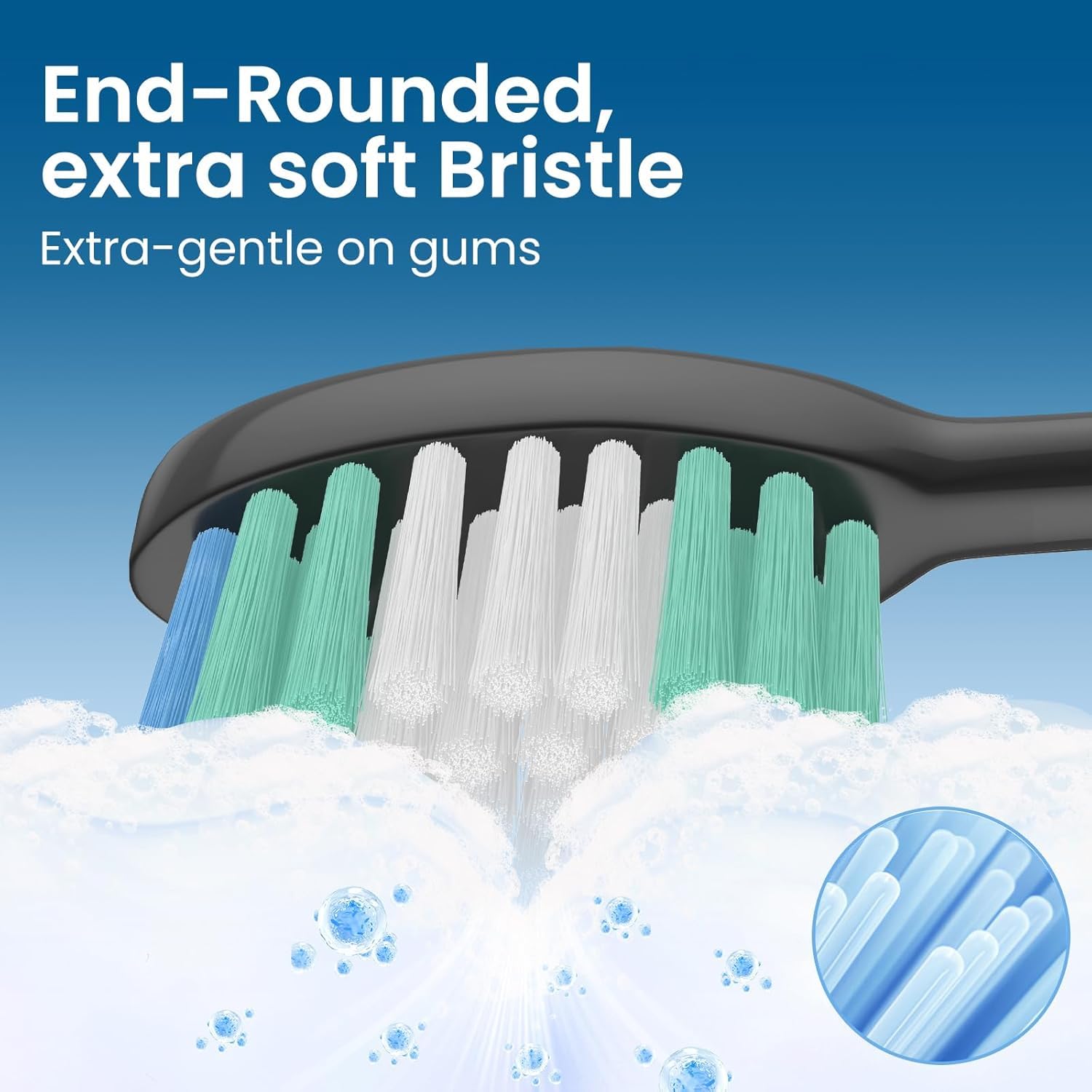 Close-up of Harobey bristles for AquaSonic compatibility