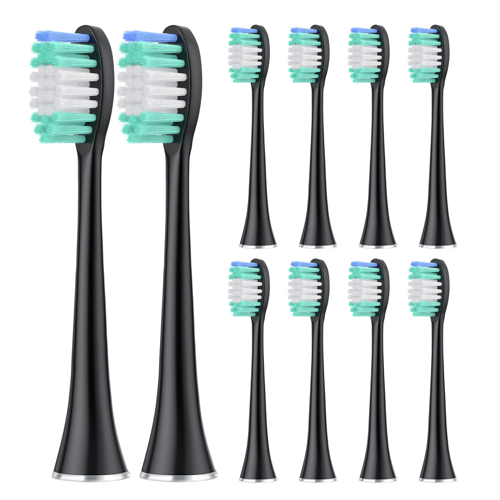 Harobey 10-pack replacement brush heads for AquaSonic Black Series - front view