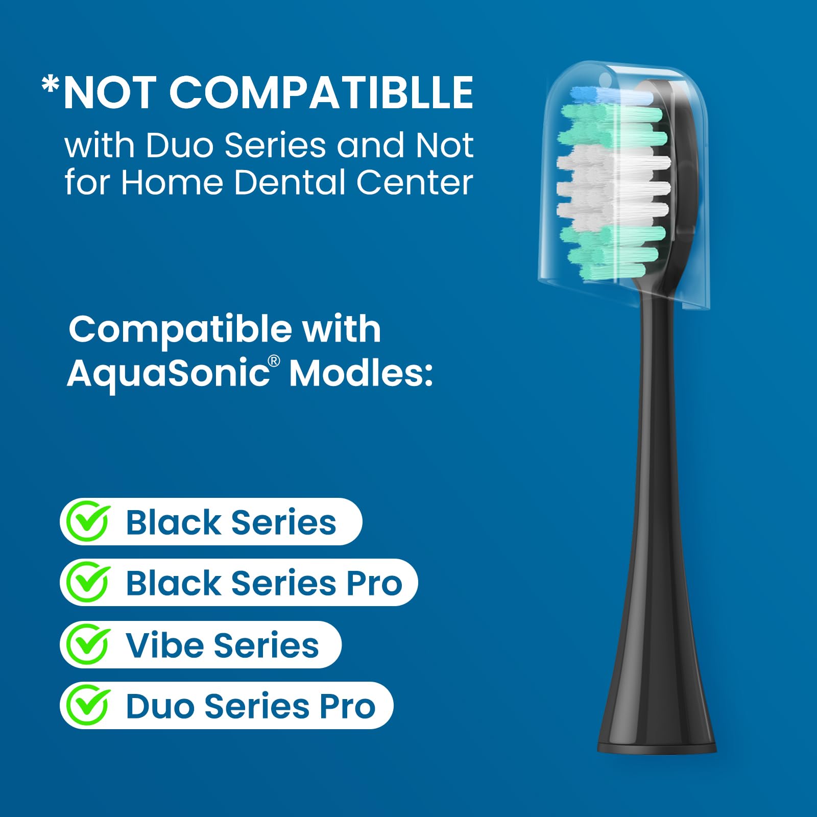Side view of Harobey AquaSonic replacement heads 10-pack