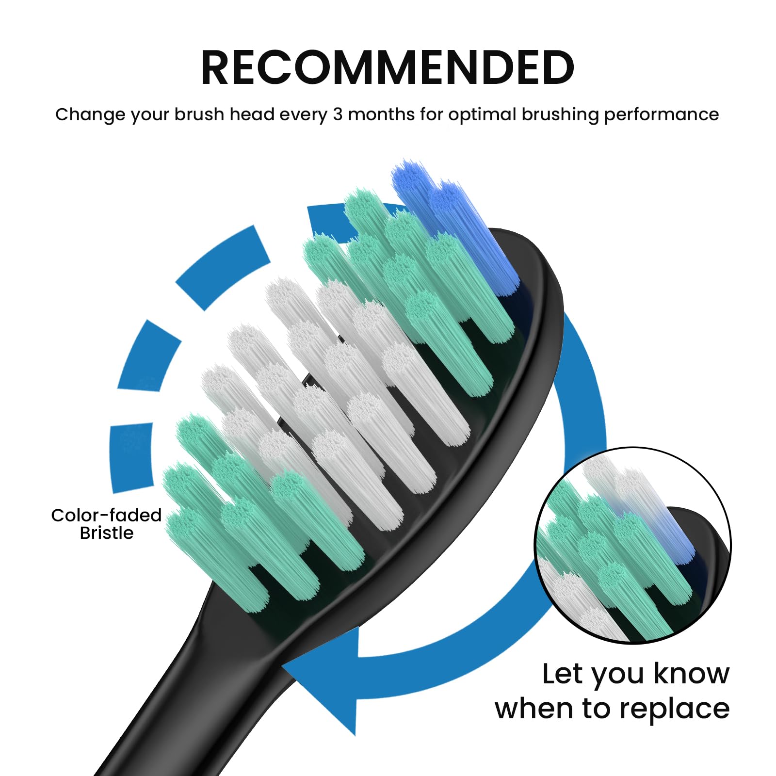 Denser bristles design on Harobey AquaSonic replacement head