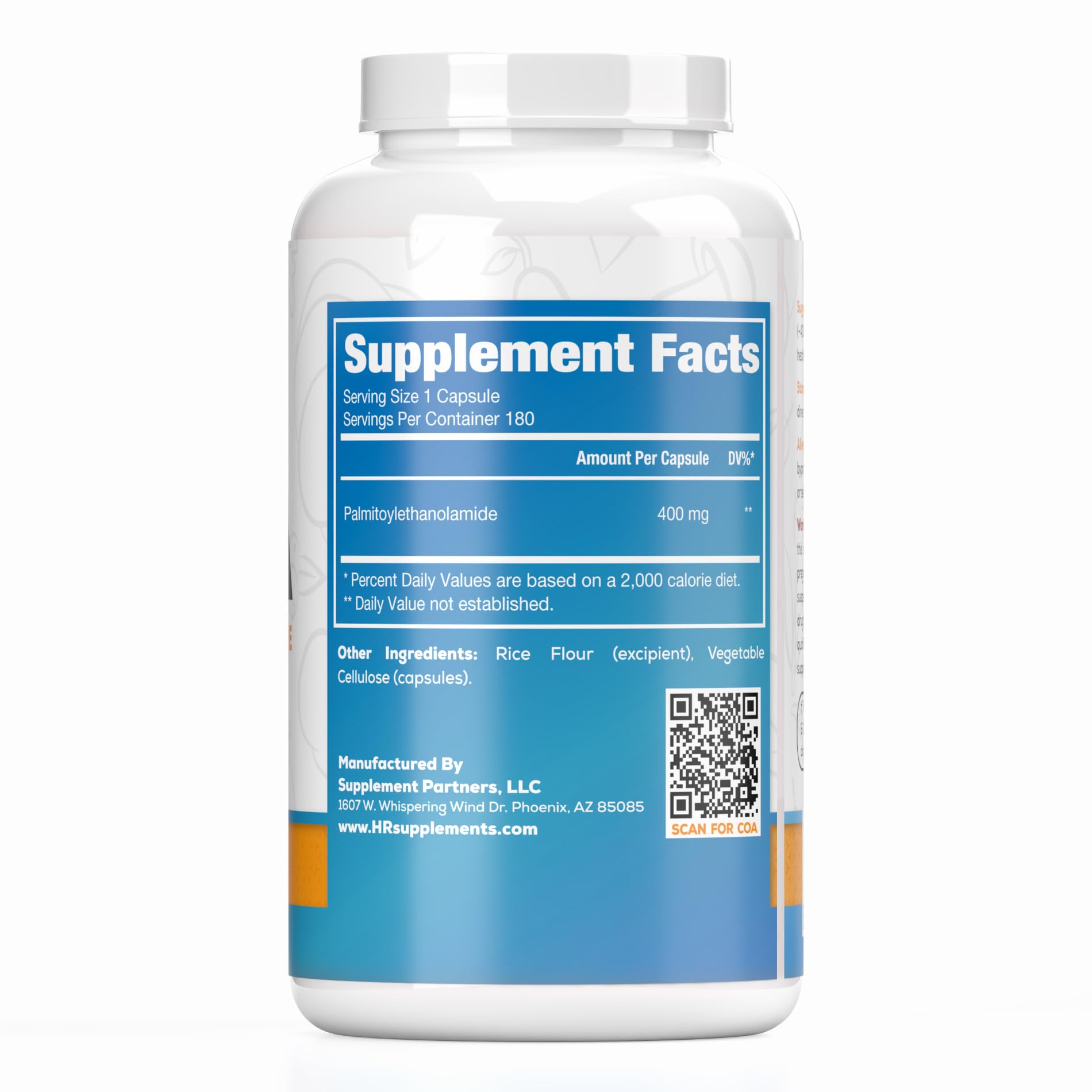 Back view showing supplement facts and ingredients