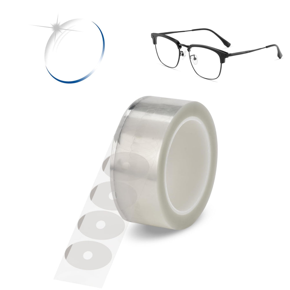 Clear lens edging pad close-up, 1.02 x 1.65 inches