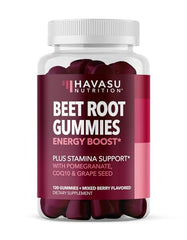 HAVASU NUTRITION Beet Root Gummies bottle-top shows label for endurance-friendly daily use