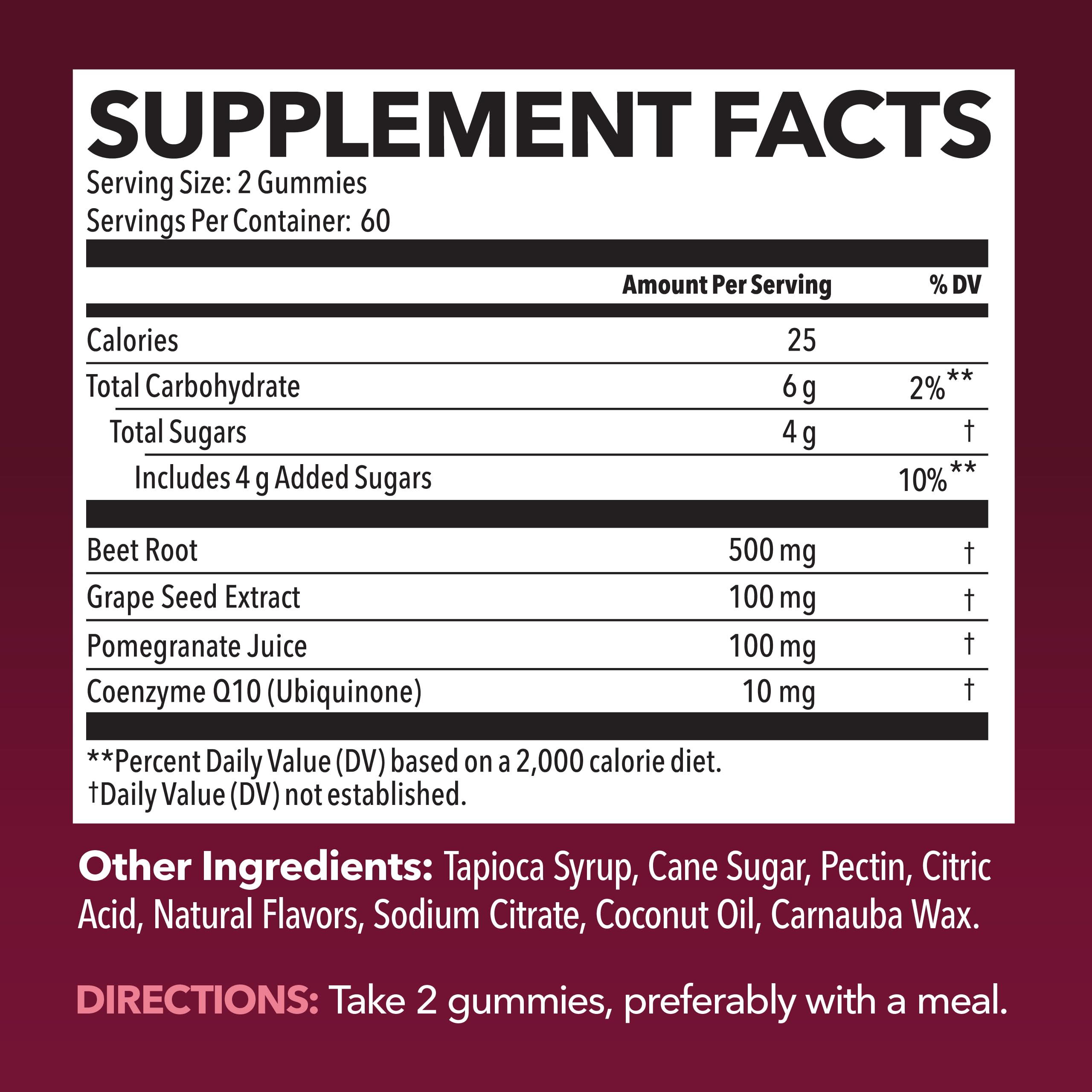 HAVASU NUTRITION Beet Root Gummies ingredients shot highlights antioxidant-rich pomegranate blend